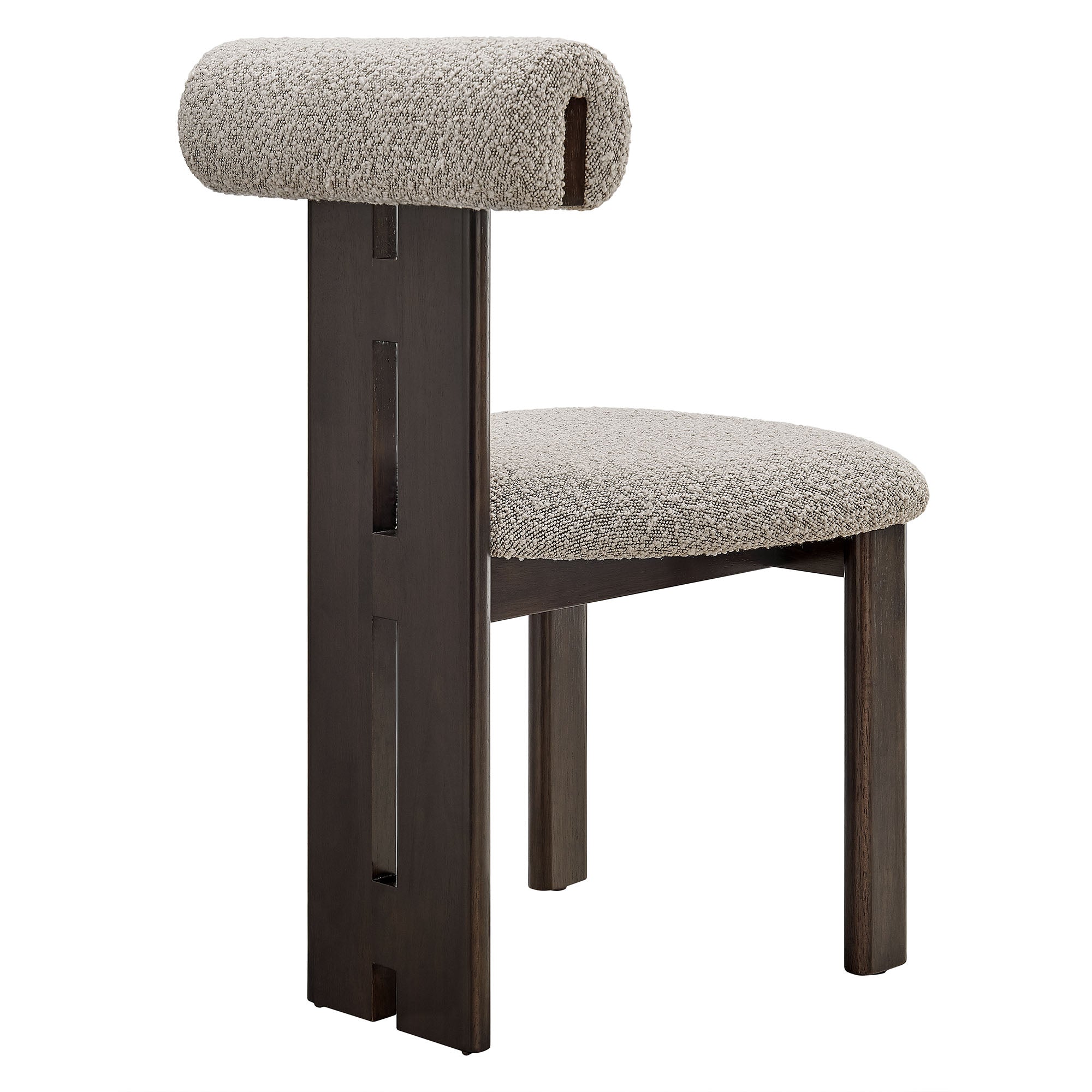 Torian Boucle Fabric Dining Chair Set of 2, Wenge Taupe