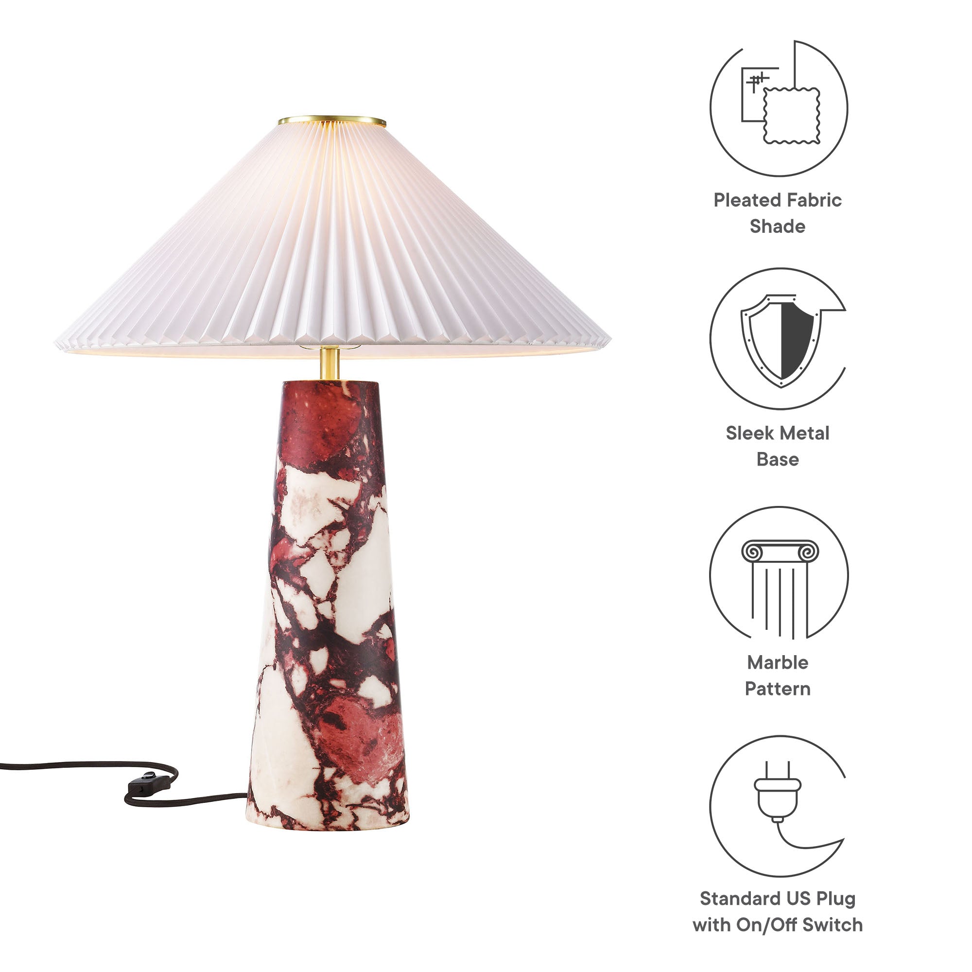 Nera Marble Table Lamp, Red