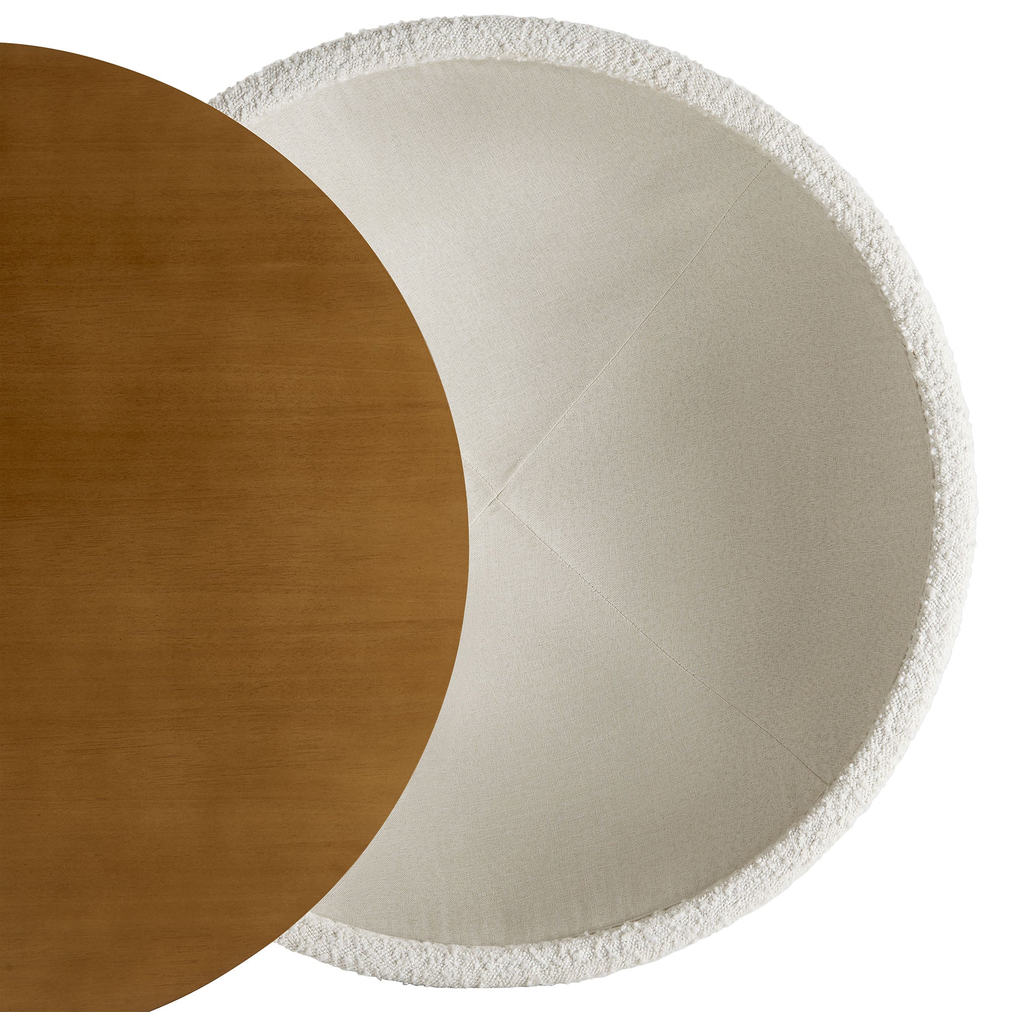 Tridome Round Boucle Upholstered Storage Coffee Table, Natural Ivory