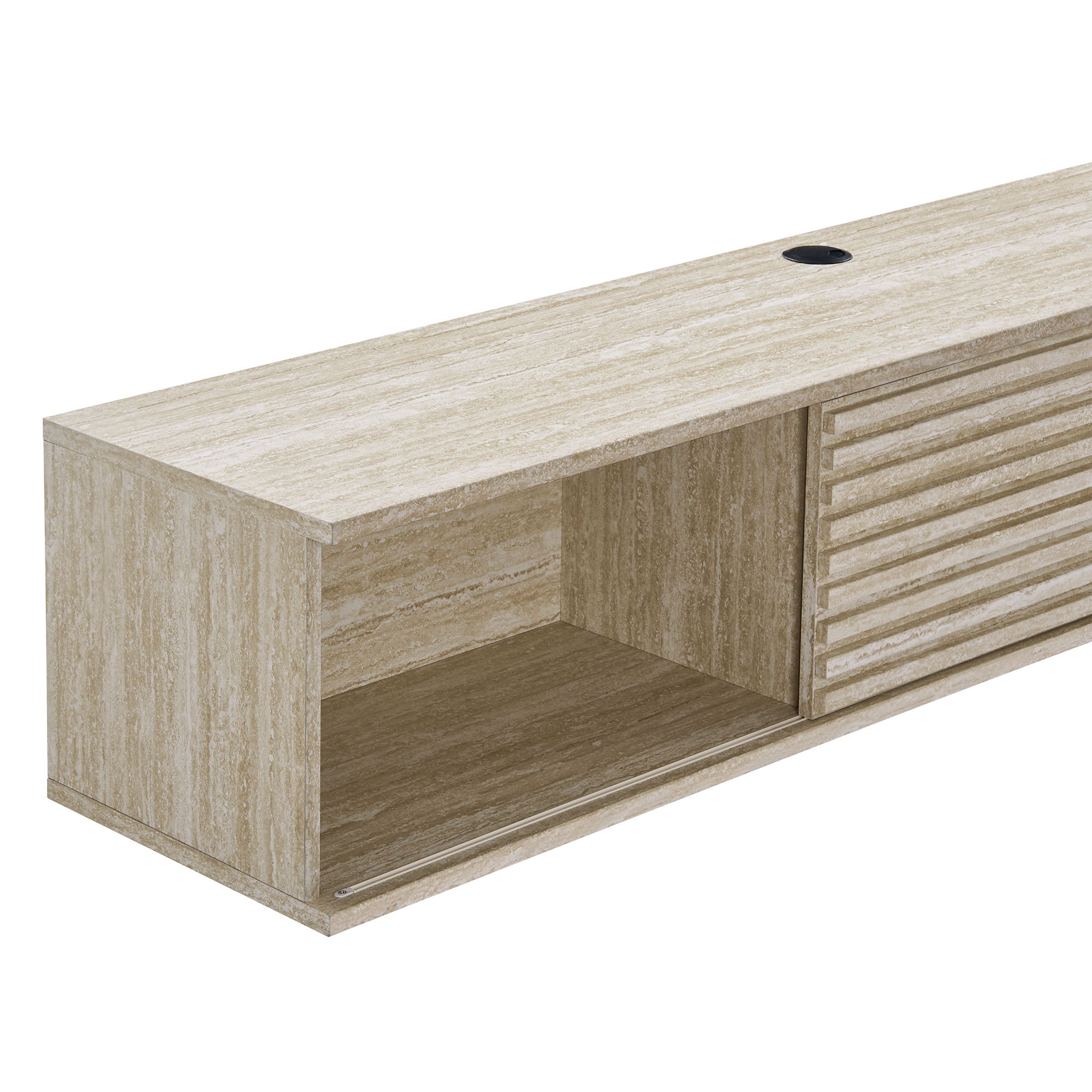 Render 70" Faux Travertine Wall-Mount Media Console TV Stand, Travertine