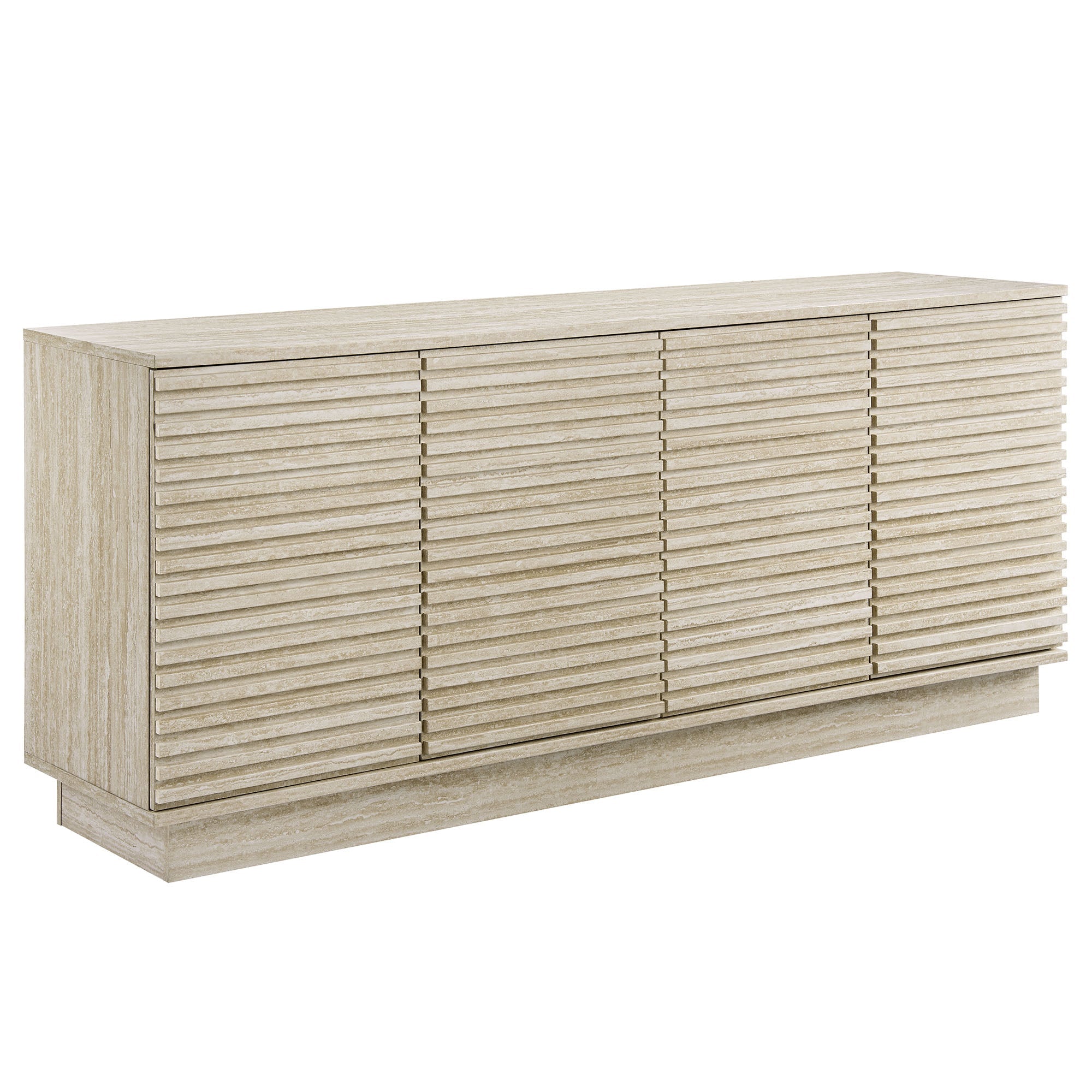 Render 70" Faux Travertine Sideboard Cabinet TV Stand, Travertine