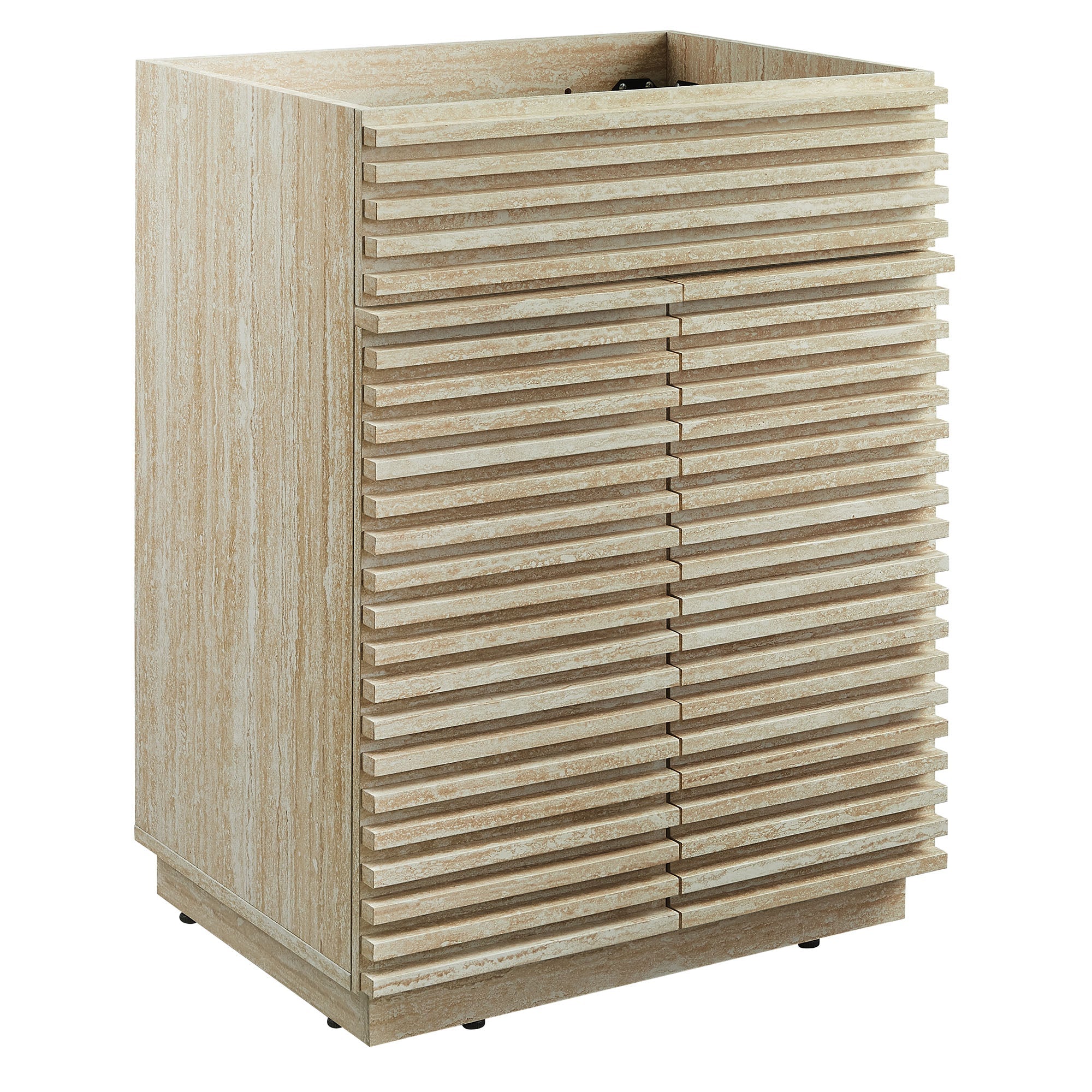 Render 24" Faux Travertine Bathroom Vanity Cabinet (Sink Not Included), Travertine