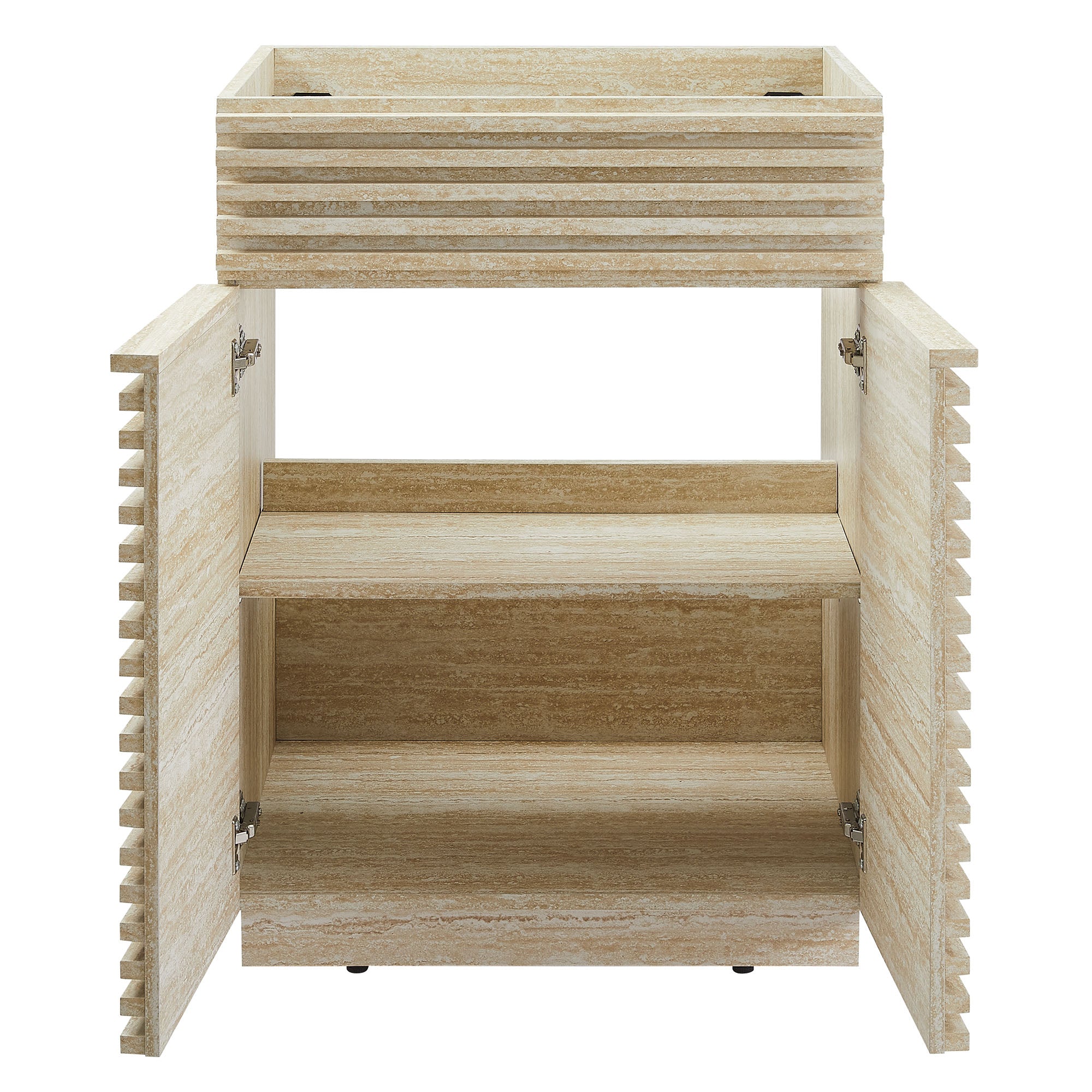Render 24" Faux Travertine Bathroom Vanity Cabinet (Sink Not Included), Travertine