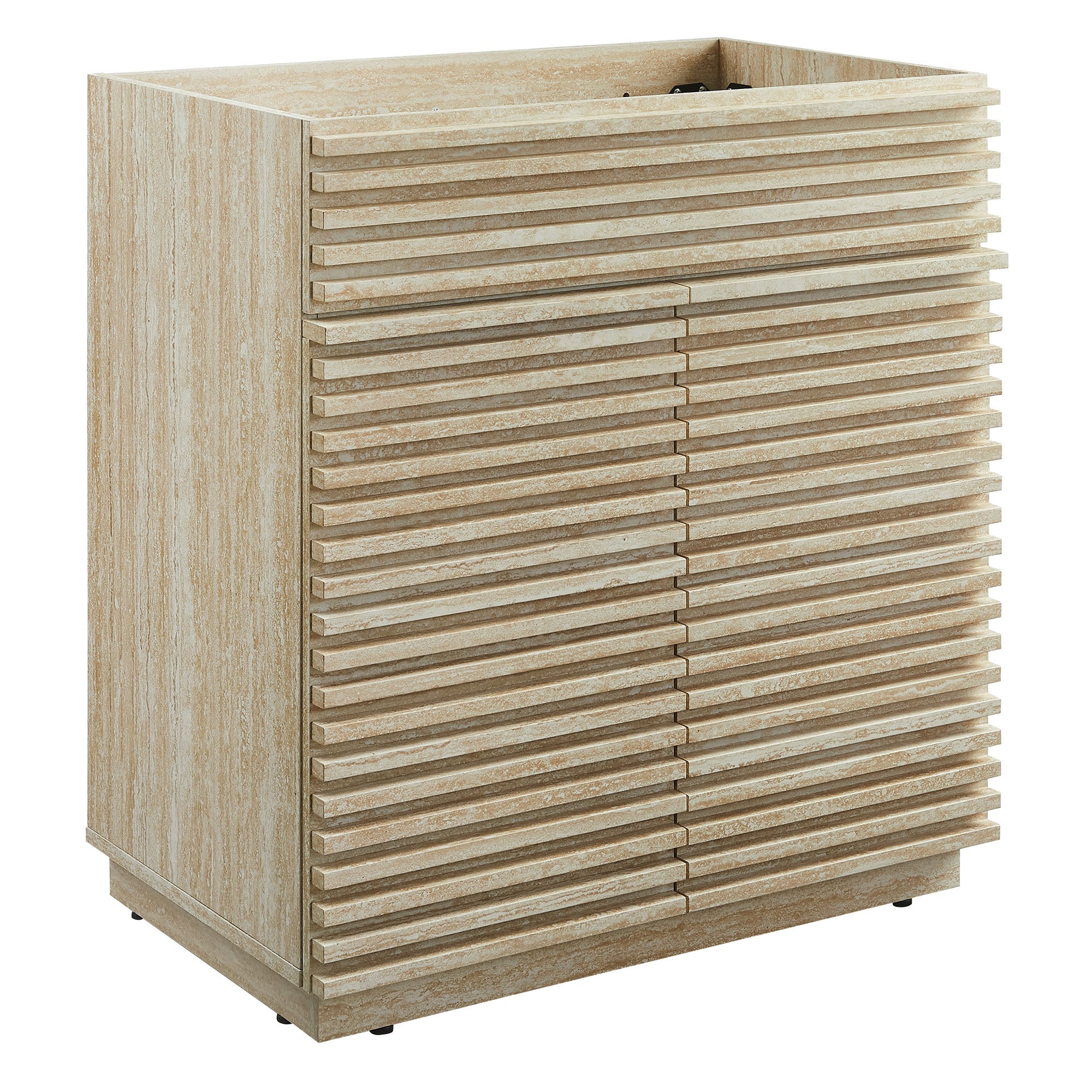 Render 30" Faux Travertine Bathroom Vanity Cabinet (Sink Not Included), Travertine