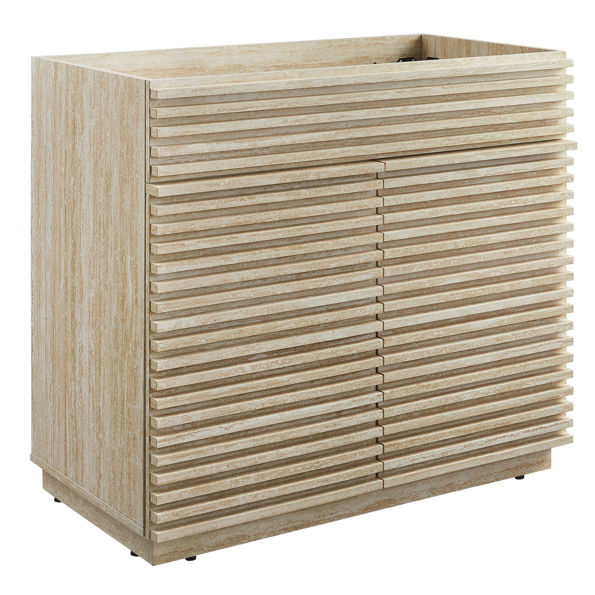 Render 36" Faux Travertine Bathroom Vanity Cabinet (Sink Not Included), Travertine