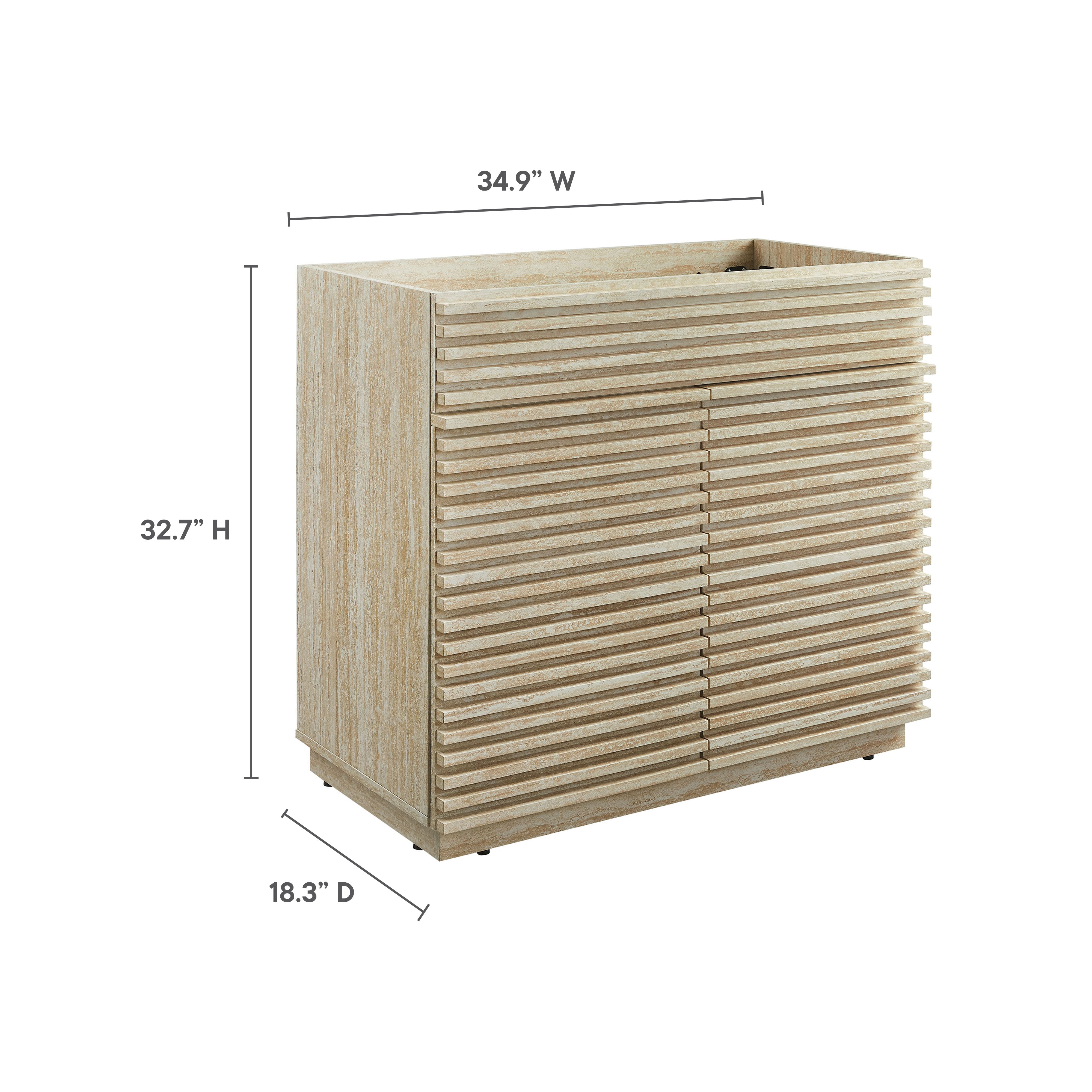 Render 36" Faux Travertine Bathroom Vanity Cabinet (Sink Not Included), Travertine