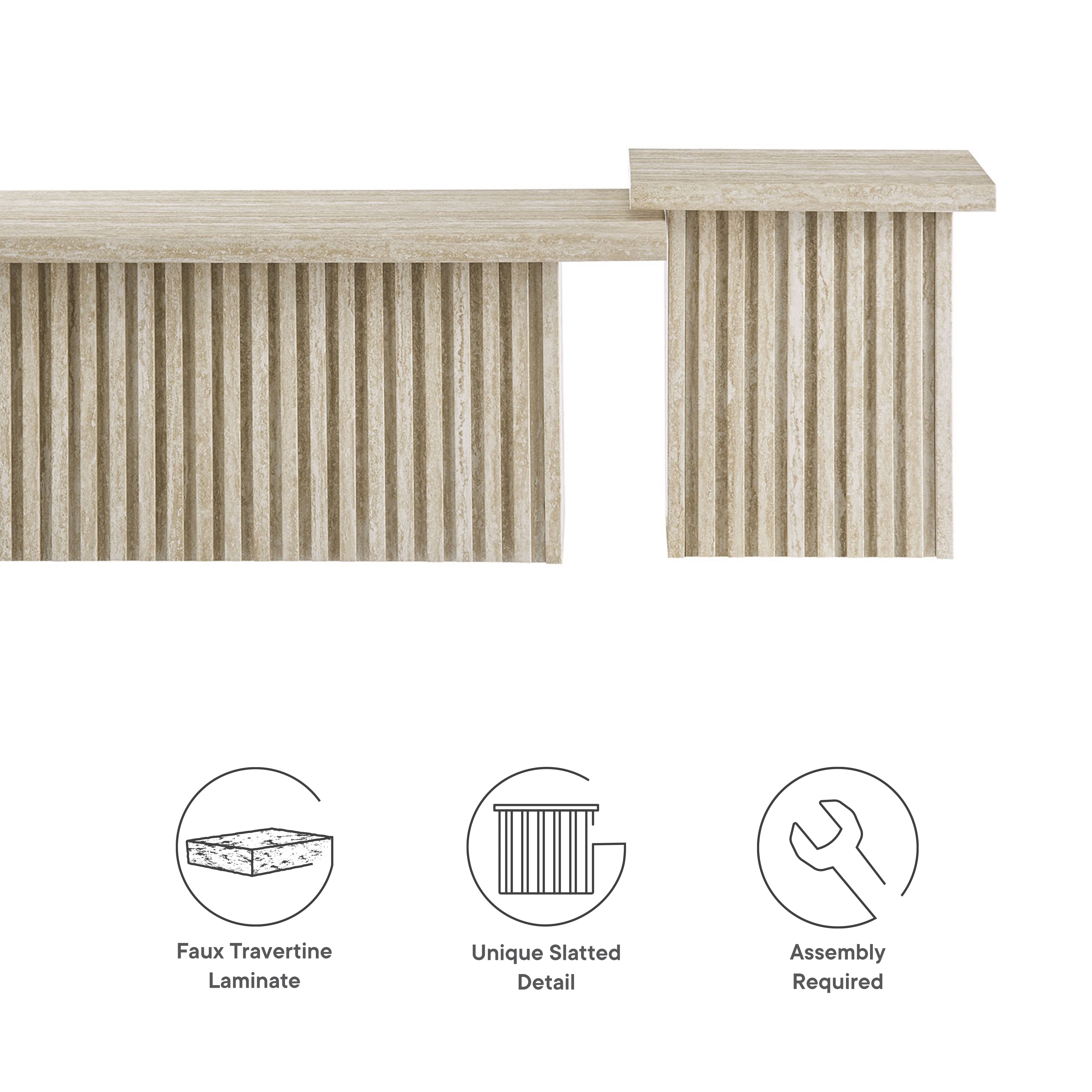 Render Nesting Coffee Tables Set of 2, Travertine