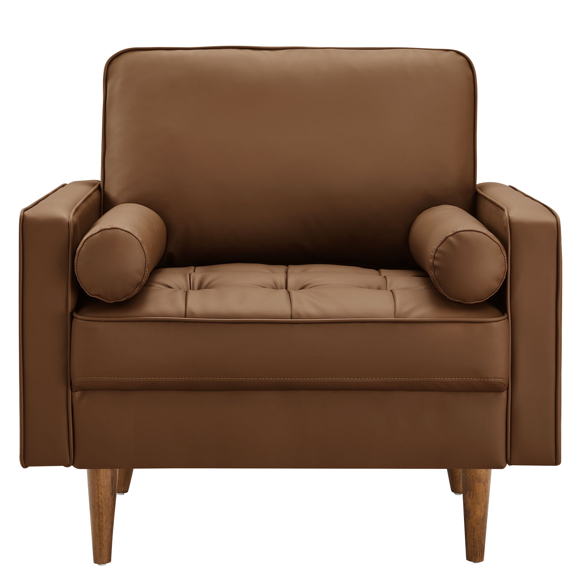 Valour Tufted Vegan Leather Accent Armchair, Brown