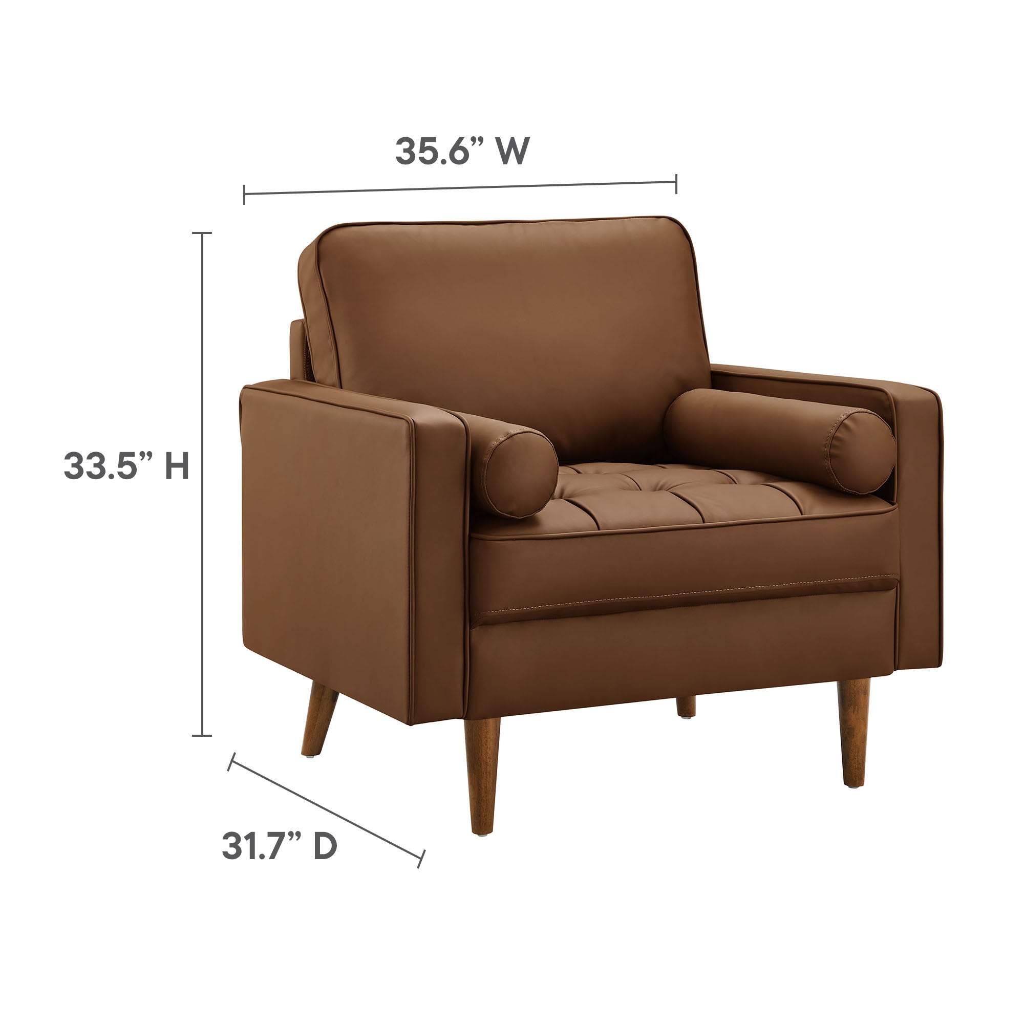 Valour Tufted Vegan Leather Accent Armchair, Brown