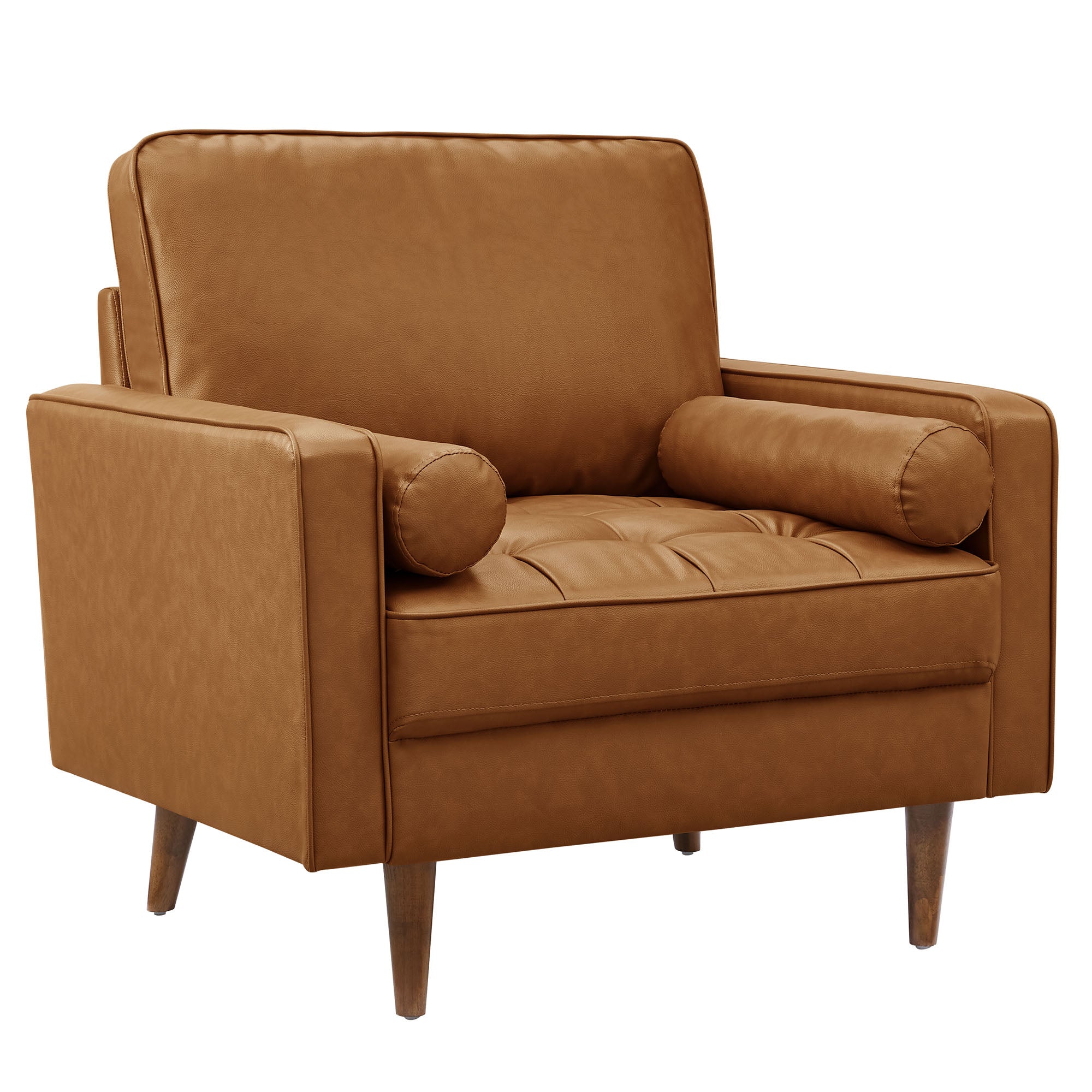 Valour Tufted Vegan Leather Accent Armchair, Tan