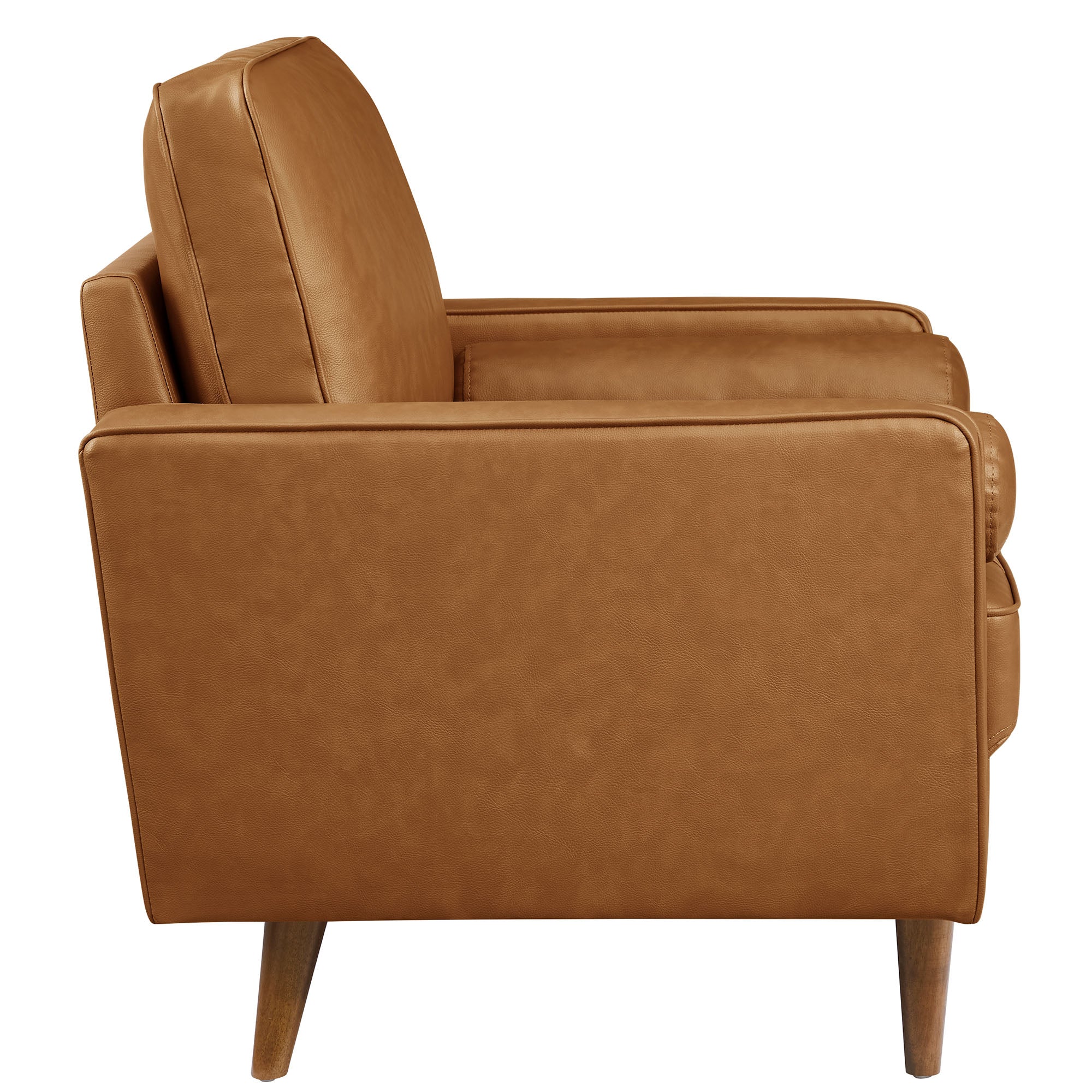 Valour Tufted Vegan Leather Accent Armchair, Tan