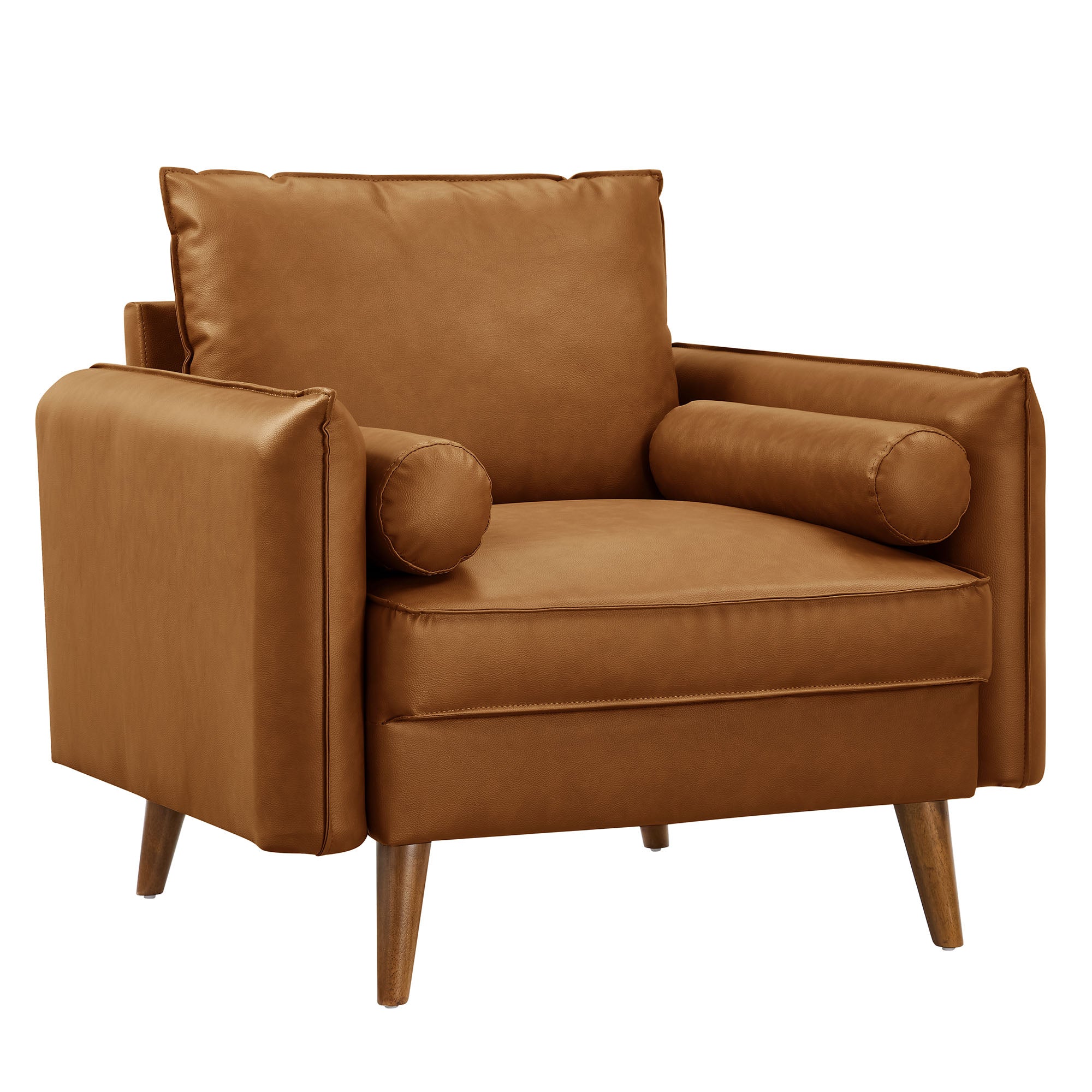 Revive Upholstered Vegan Leather Accent Armchair, Tan