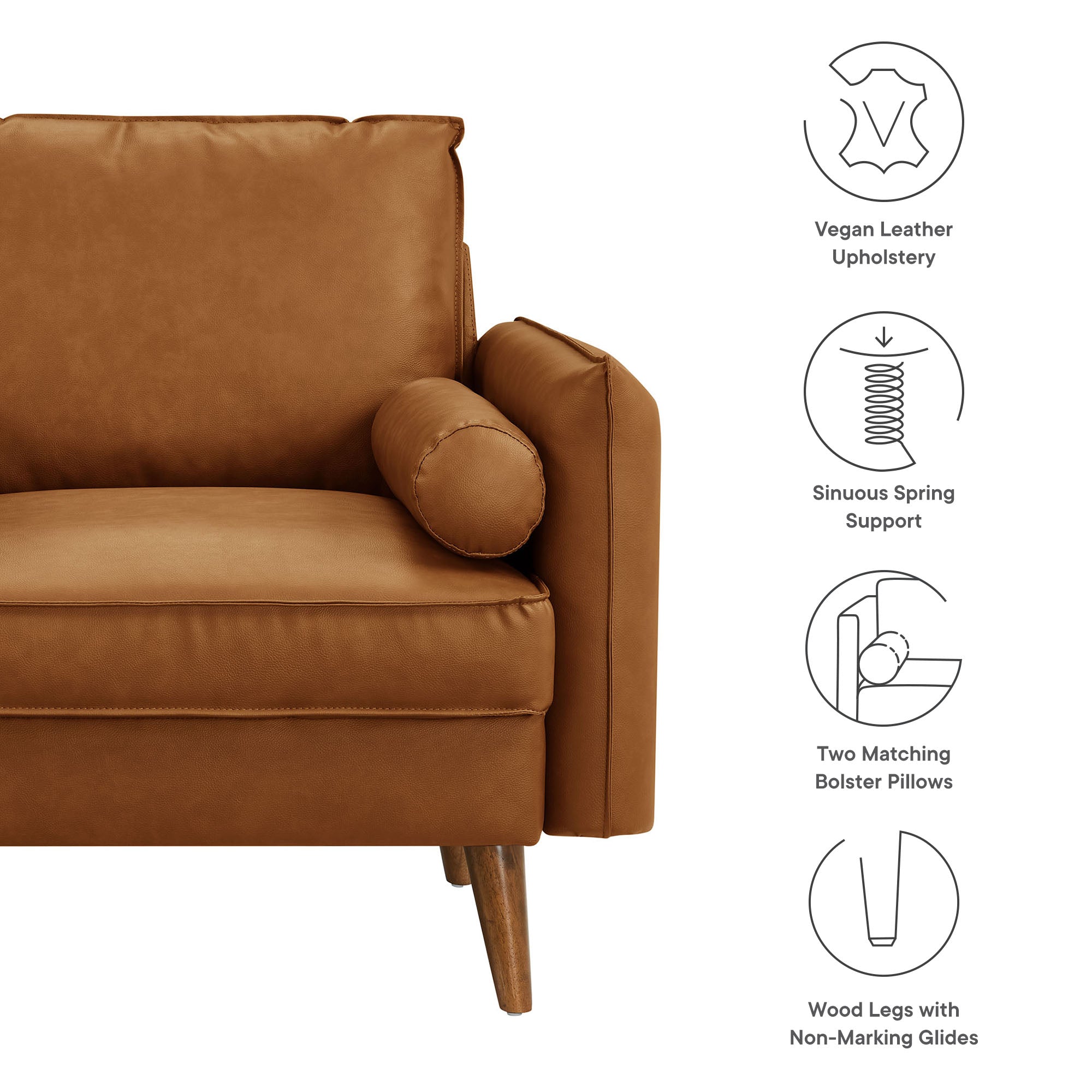 Revive Upholstered Vegan Leather Accent Armchair, Tan