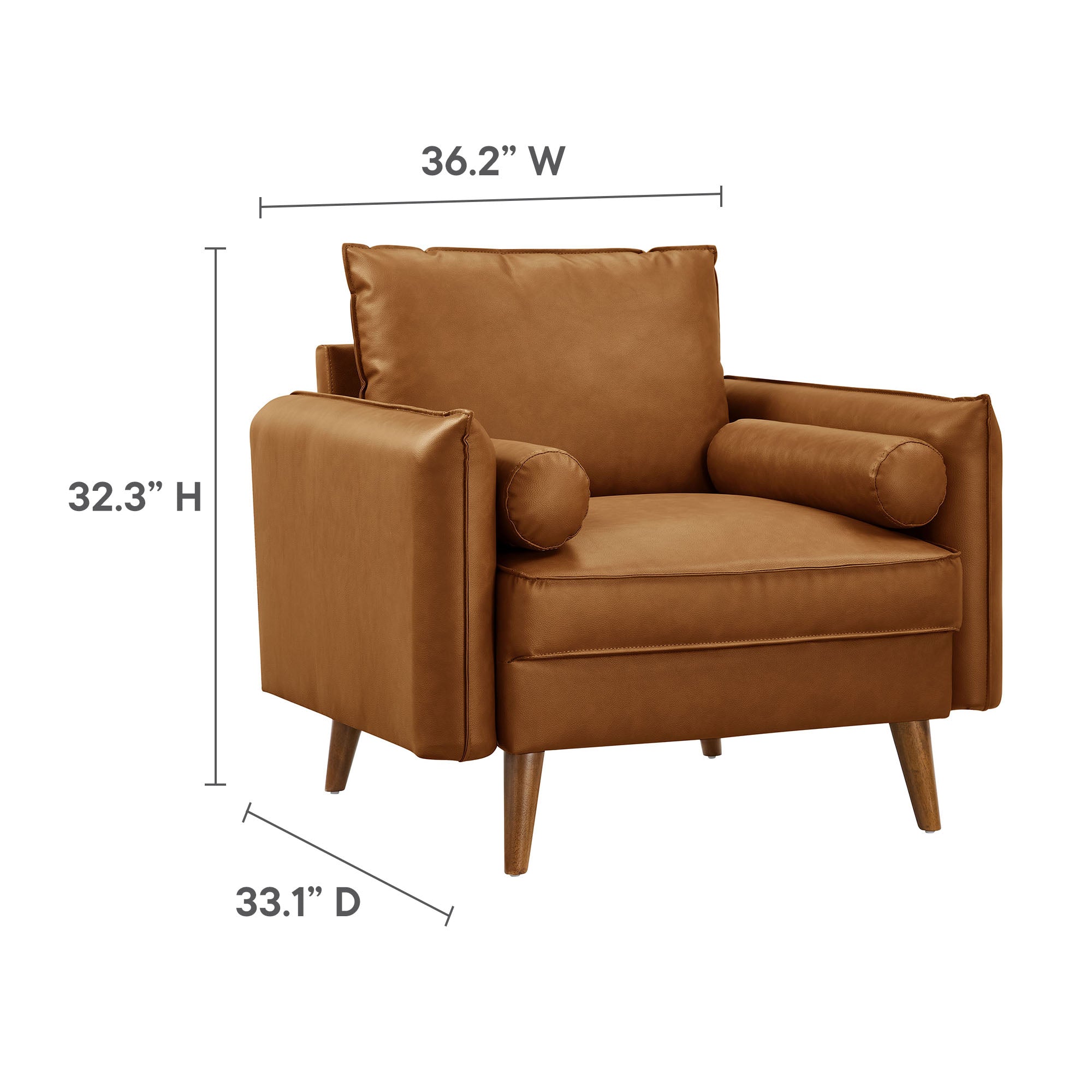 Revive Upholstered Vegan Leather Accent Armchair, Tan
