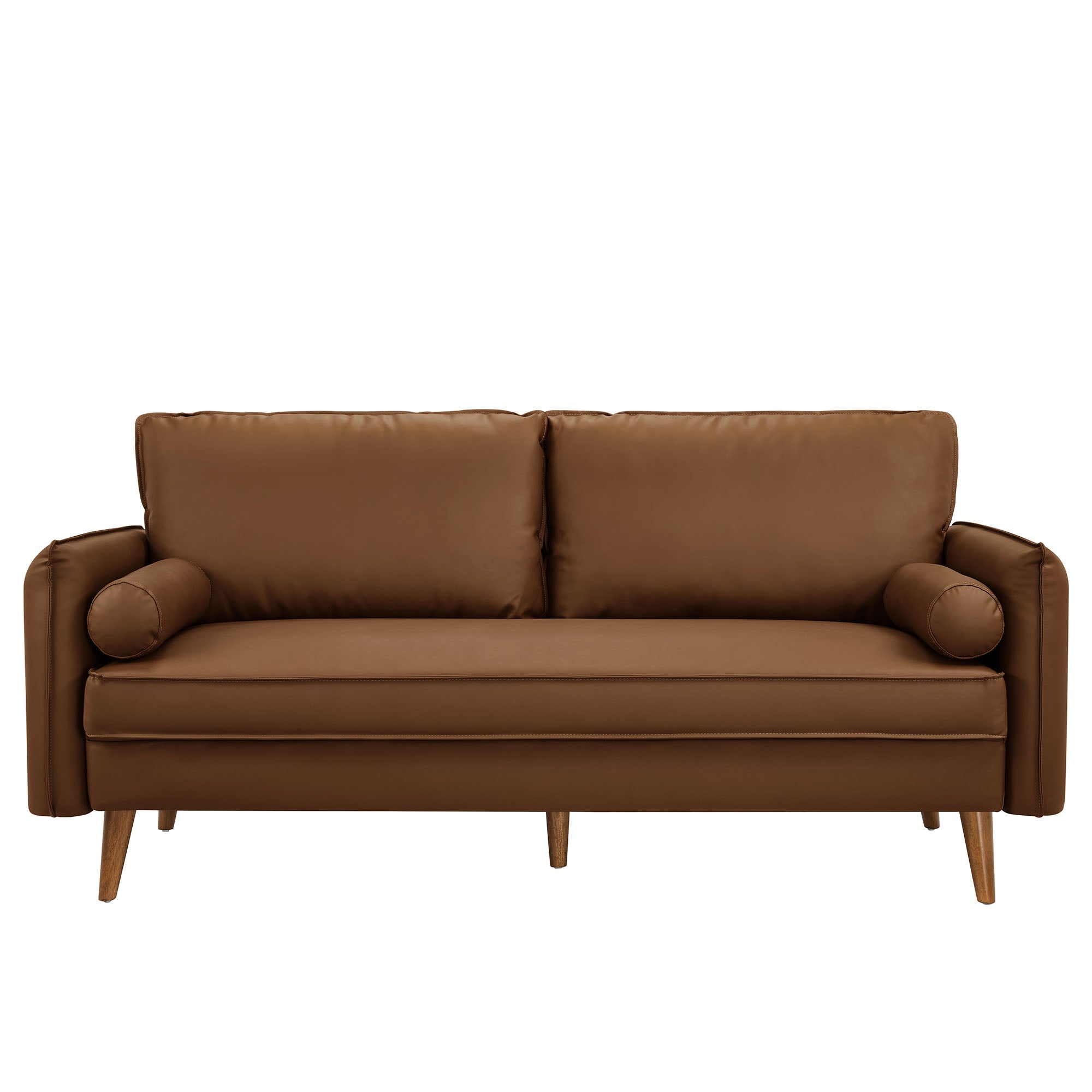 Revive Upholstered Vegan Leather Sofa, Brown