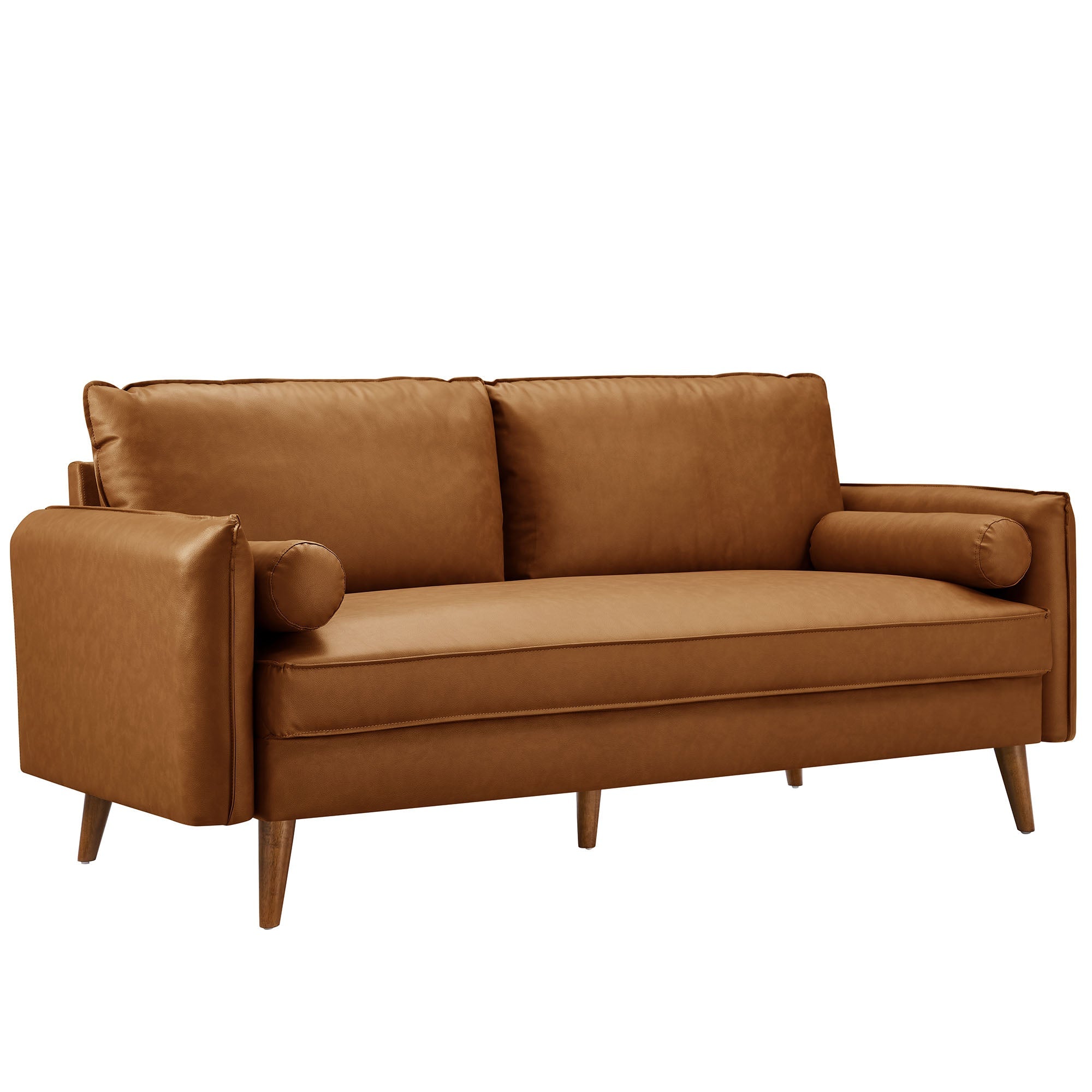 Revive Upholstered Vegan Leather Sofa, Tan