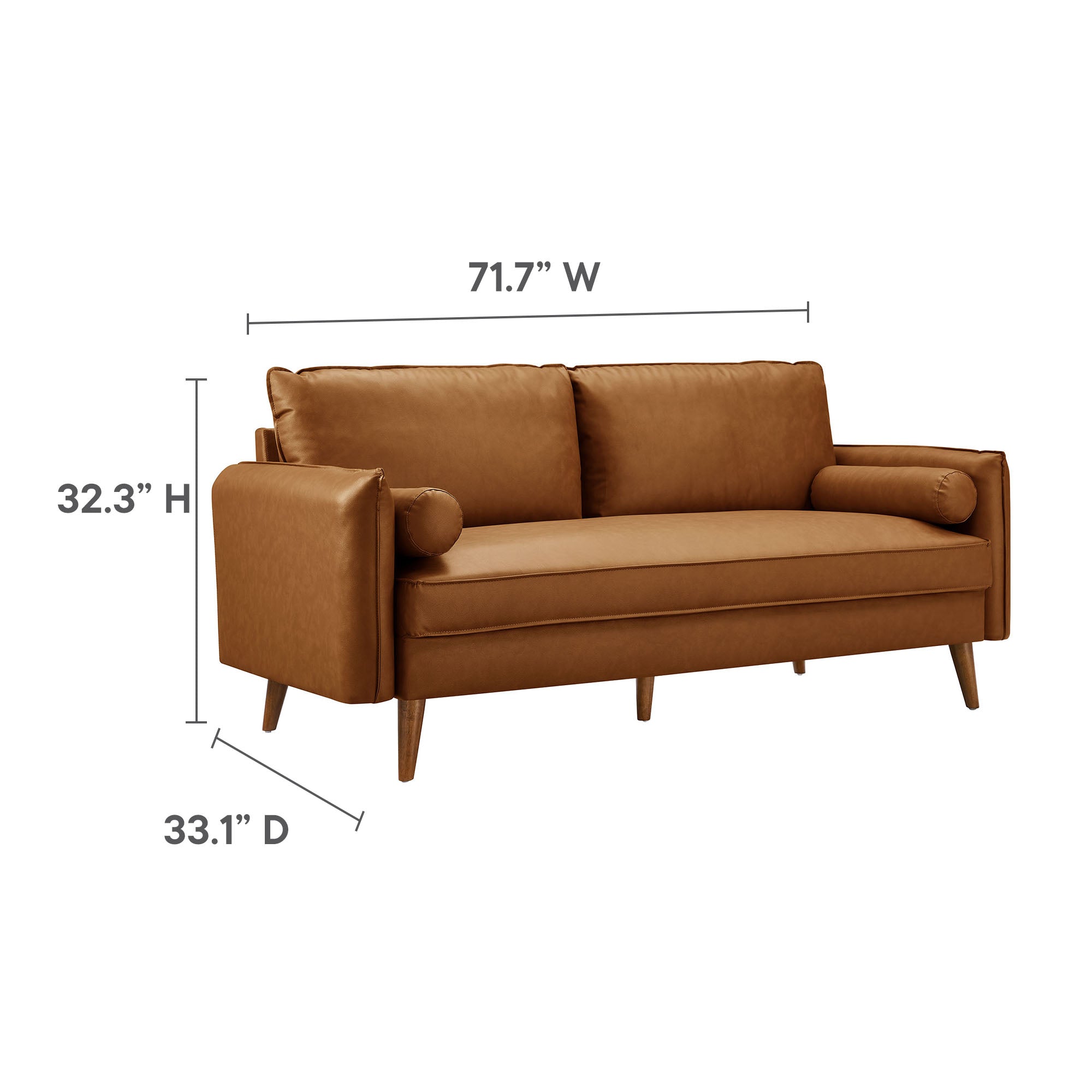 Revive Upholstered Vegan Leather Sofa, Tan