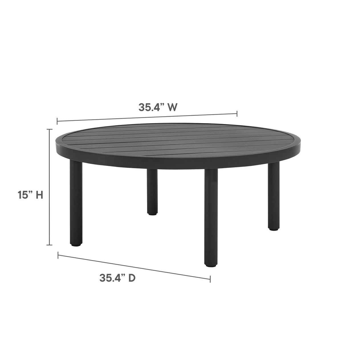 Terrace 35" Outdoor Patio Aluminum Round Coffee Table, Graphite