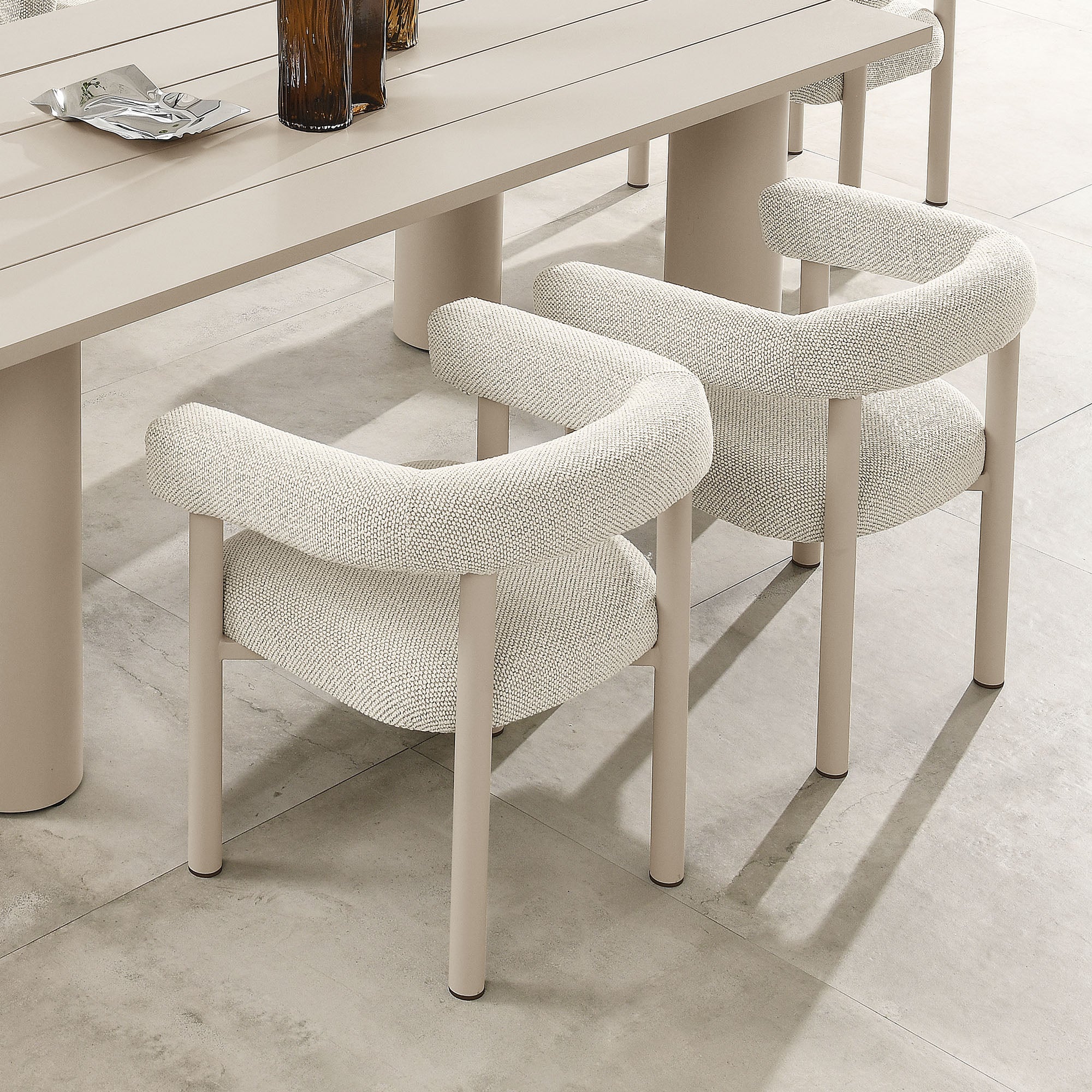 Nautica Outdoor Patio Aluminum Dining Armchairs Set of 2, Ivory Taupe