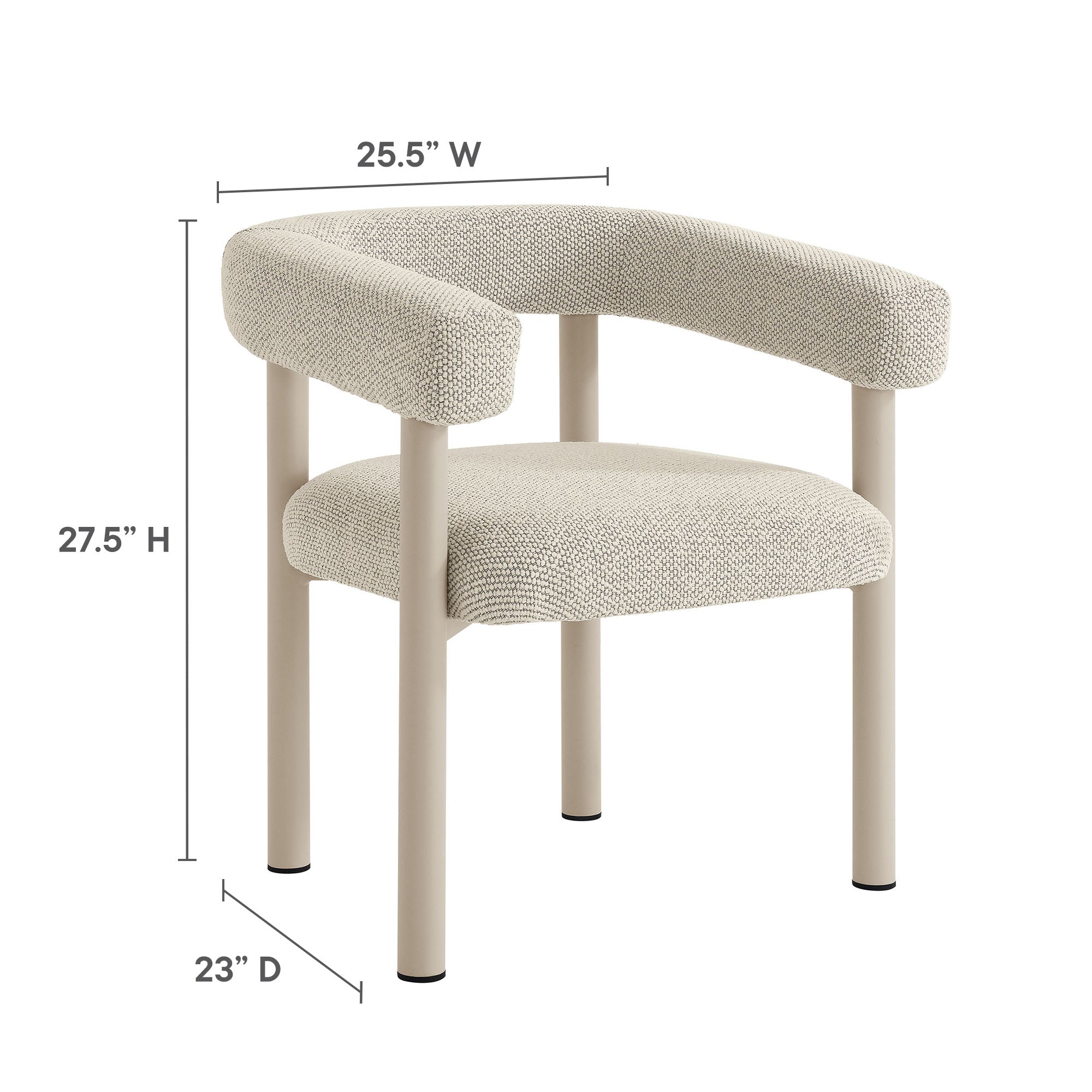 Nautica 5-Piece Round Outdoor Patio Aluminum Dining Table and Chairs Set, Ivory Taupe