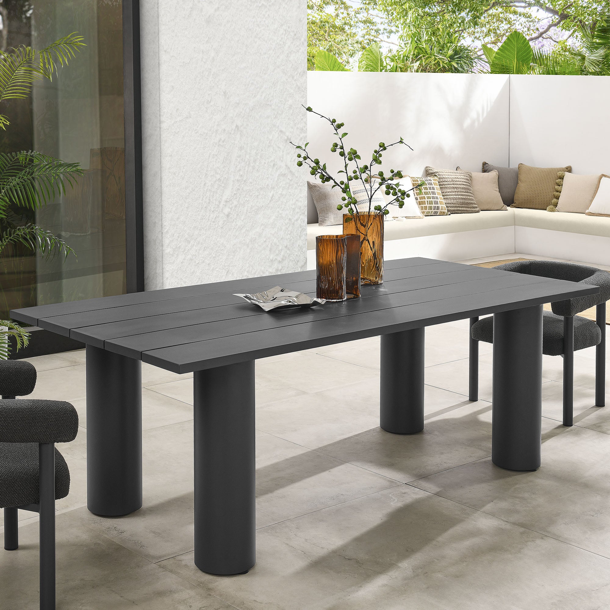 Nautica Outdoor Patio 87" Rectangular Aluminum Dining Table, Graphite
