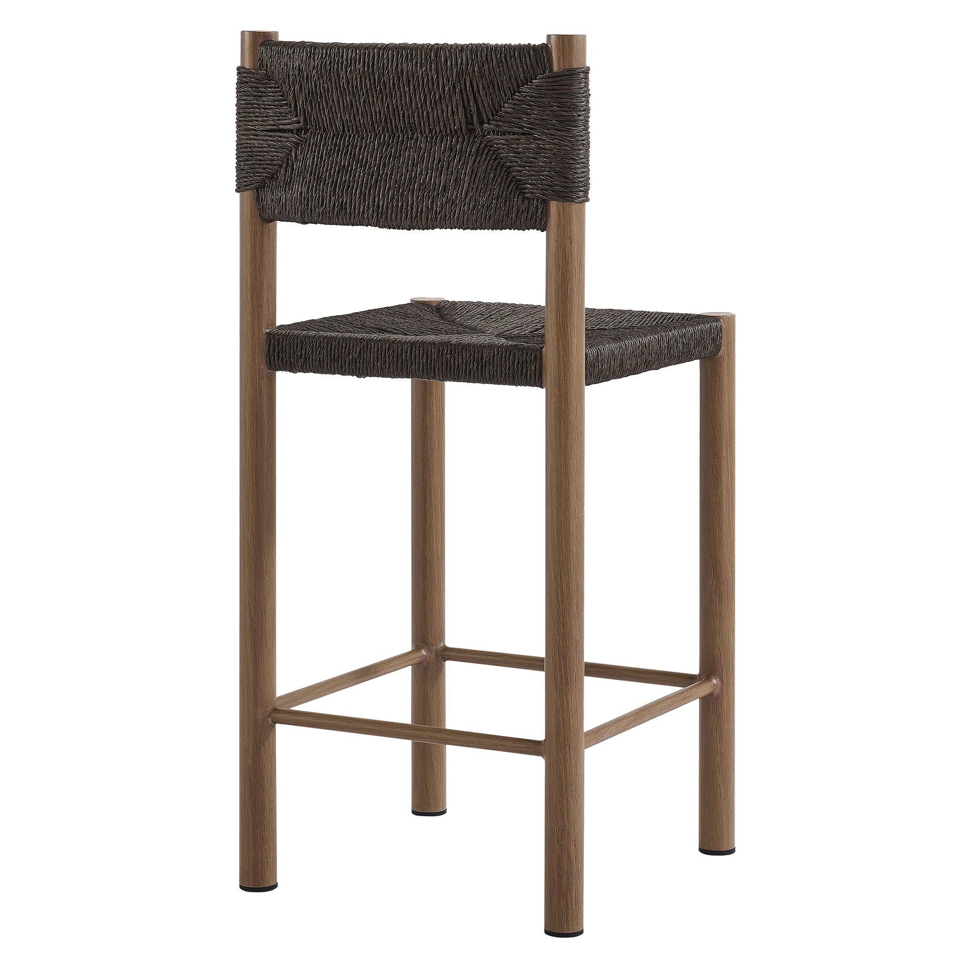 Parkland Outdoor Patio Rattan and Aluminum Counter Stools Set of 2, Walnut