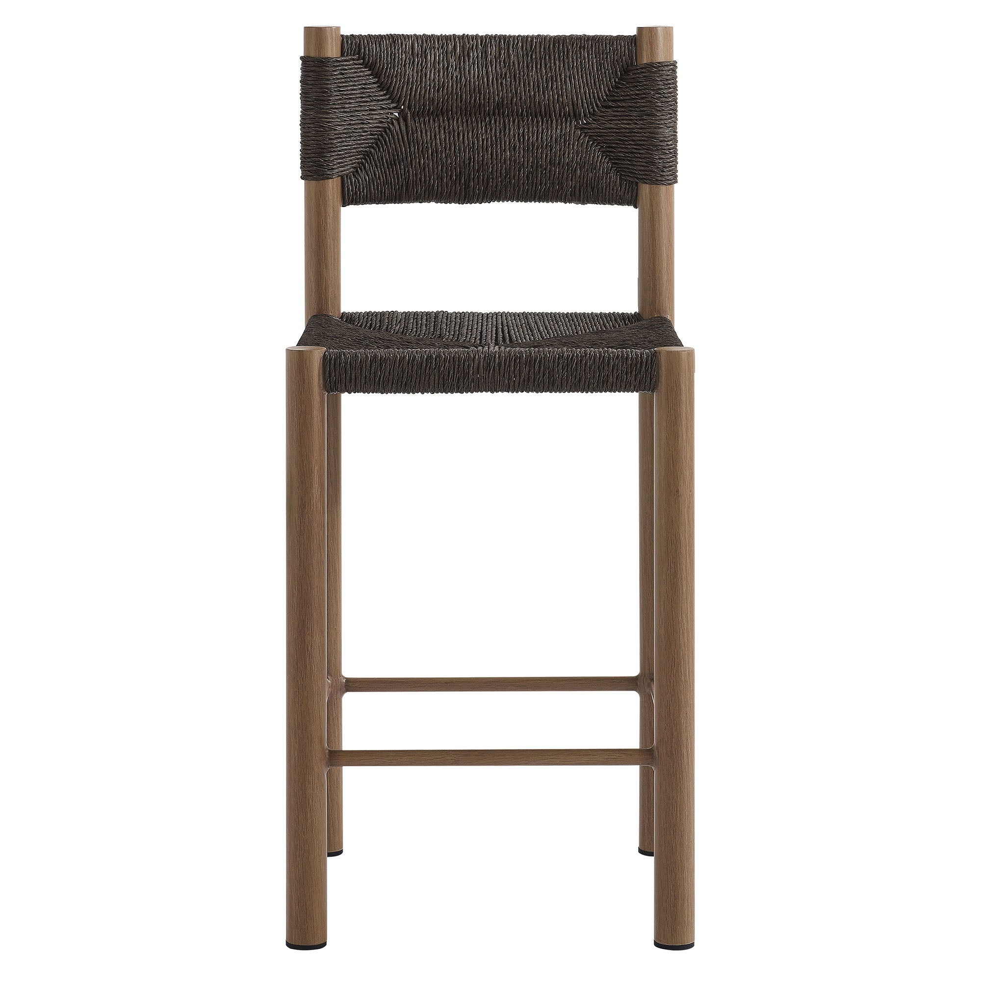 Parkland Outdoor Patio Rattan and Aluminum Counter Stools Set of 2, Walnut