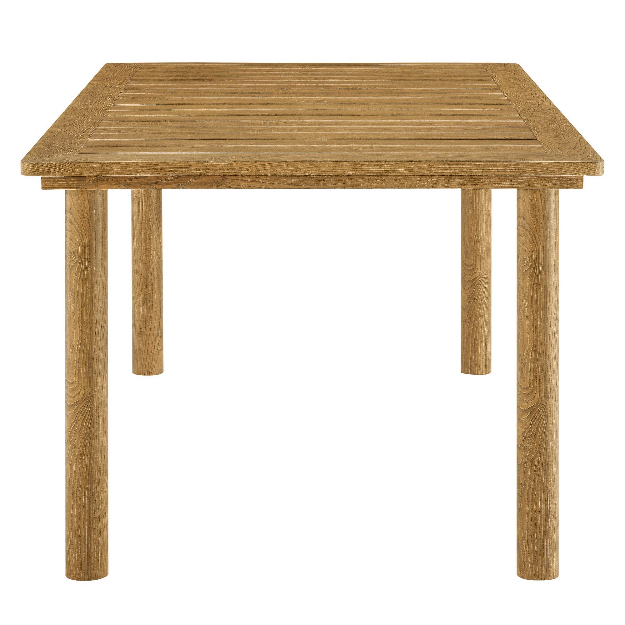 Abacus 7-Piece Rectangular Outdoor Patio Aluminum Dining Table Set with Rattan Armchairs, Slate Natural