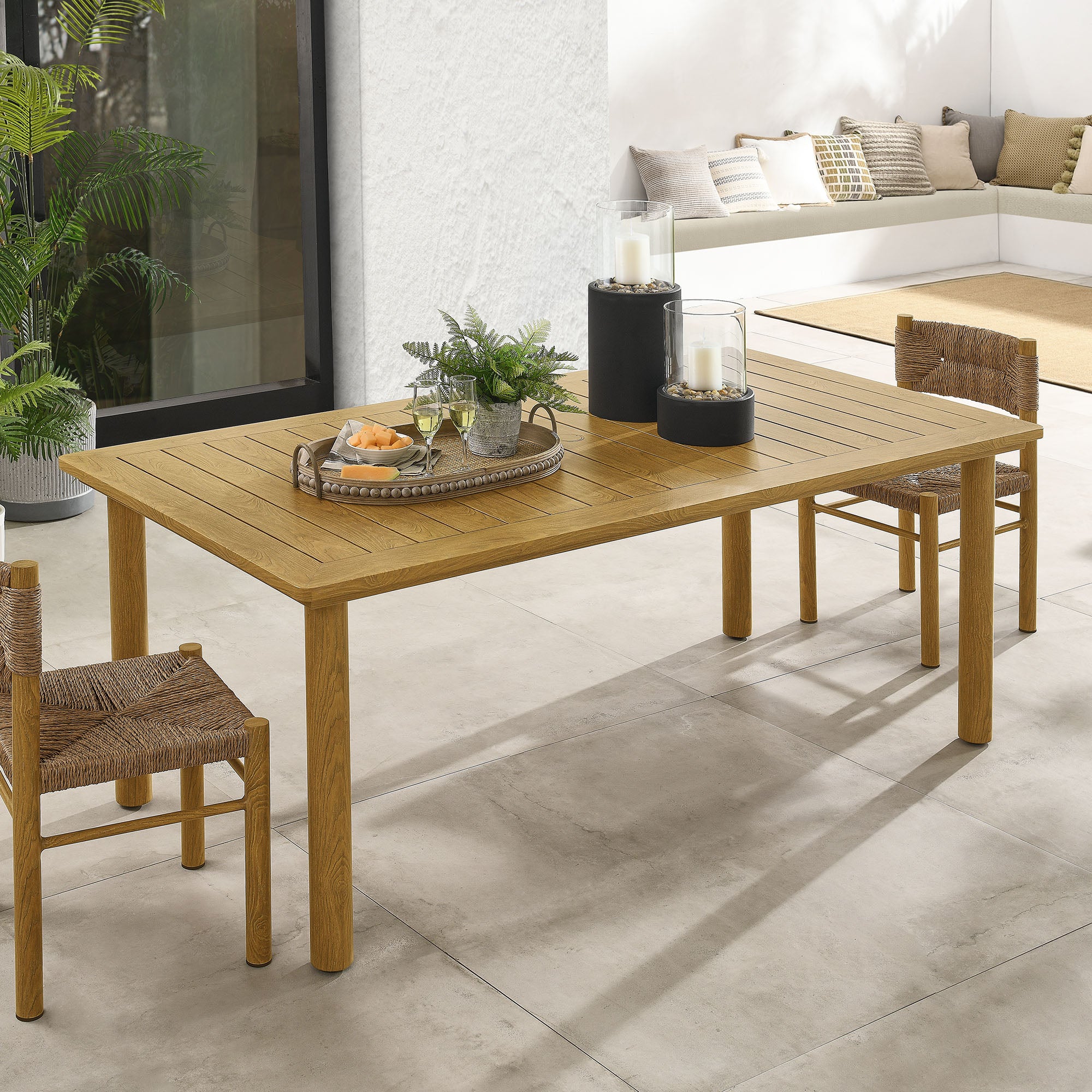 Parkland 76" Outdoor Patio Aluminum Dining Table, Natural