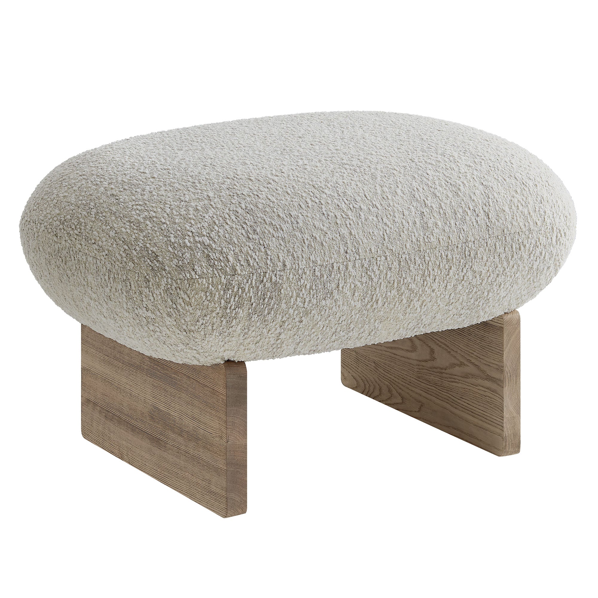 Loyal Boucle Fabric Accent Chair and Ottoman Set, Pearl Oak