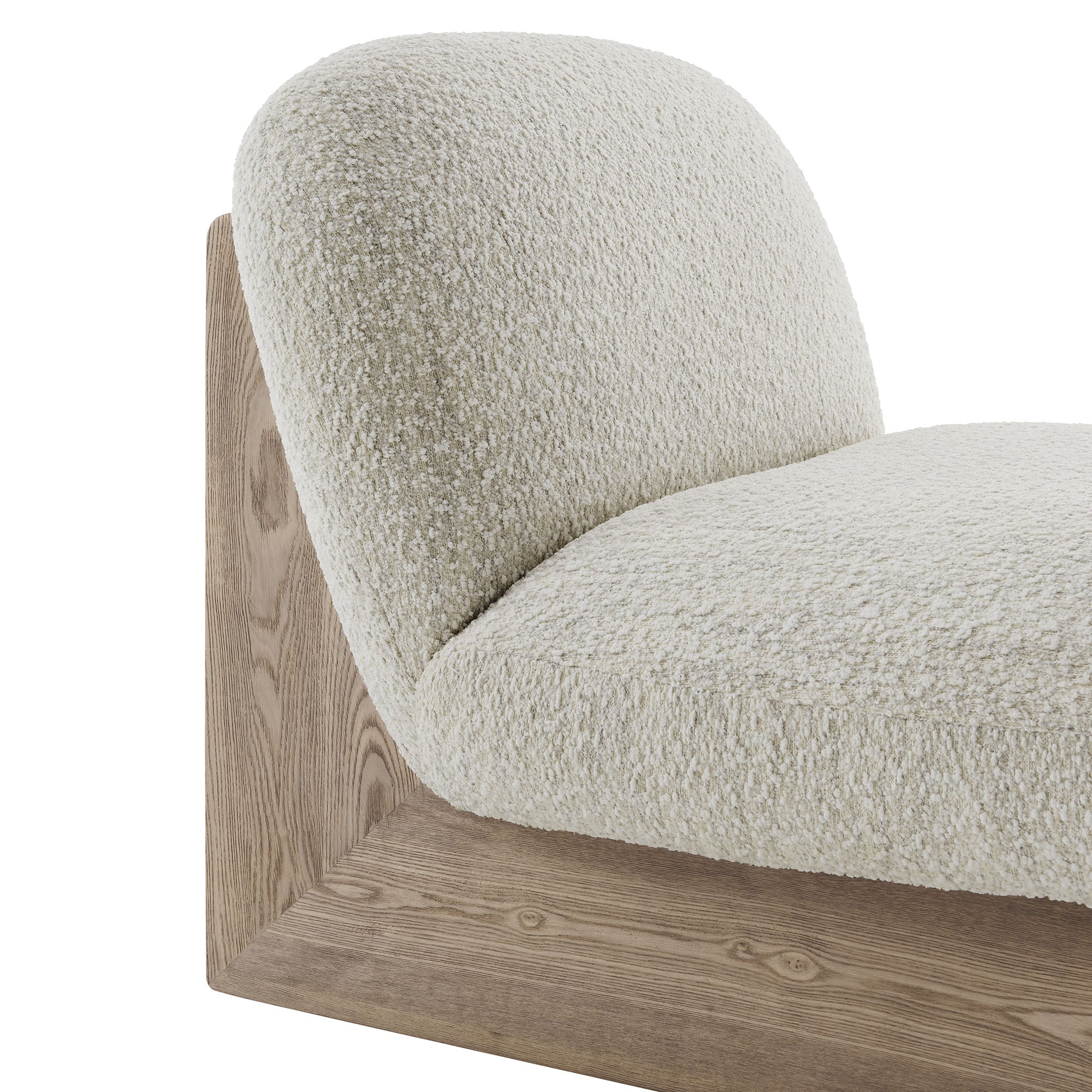 Loyal Boucle Fabric Accent Chair and Ottoman Set, Pearl Oak