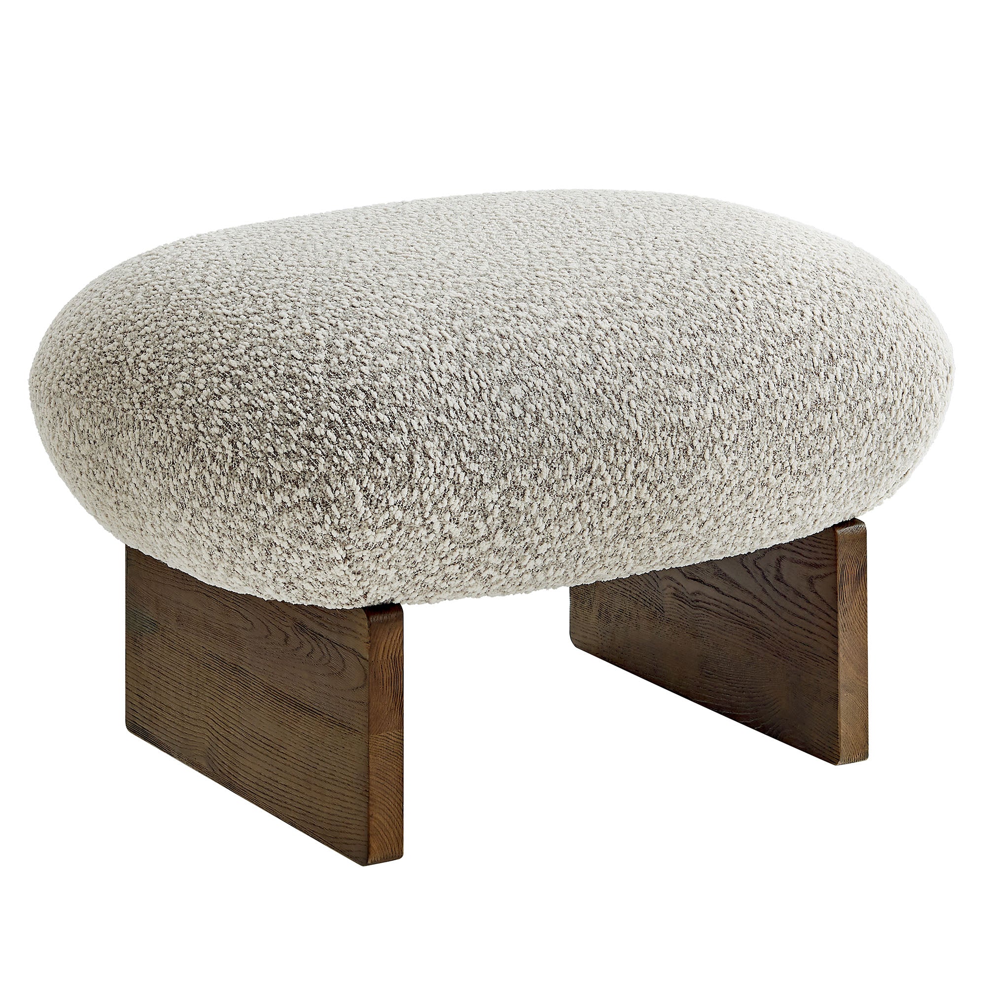 Loyal Boucle Fabric Accent Chair and Ottoman Set, River Rock Walnut