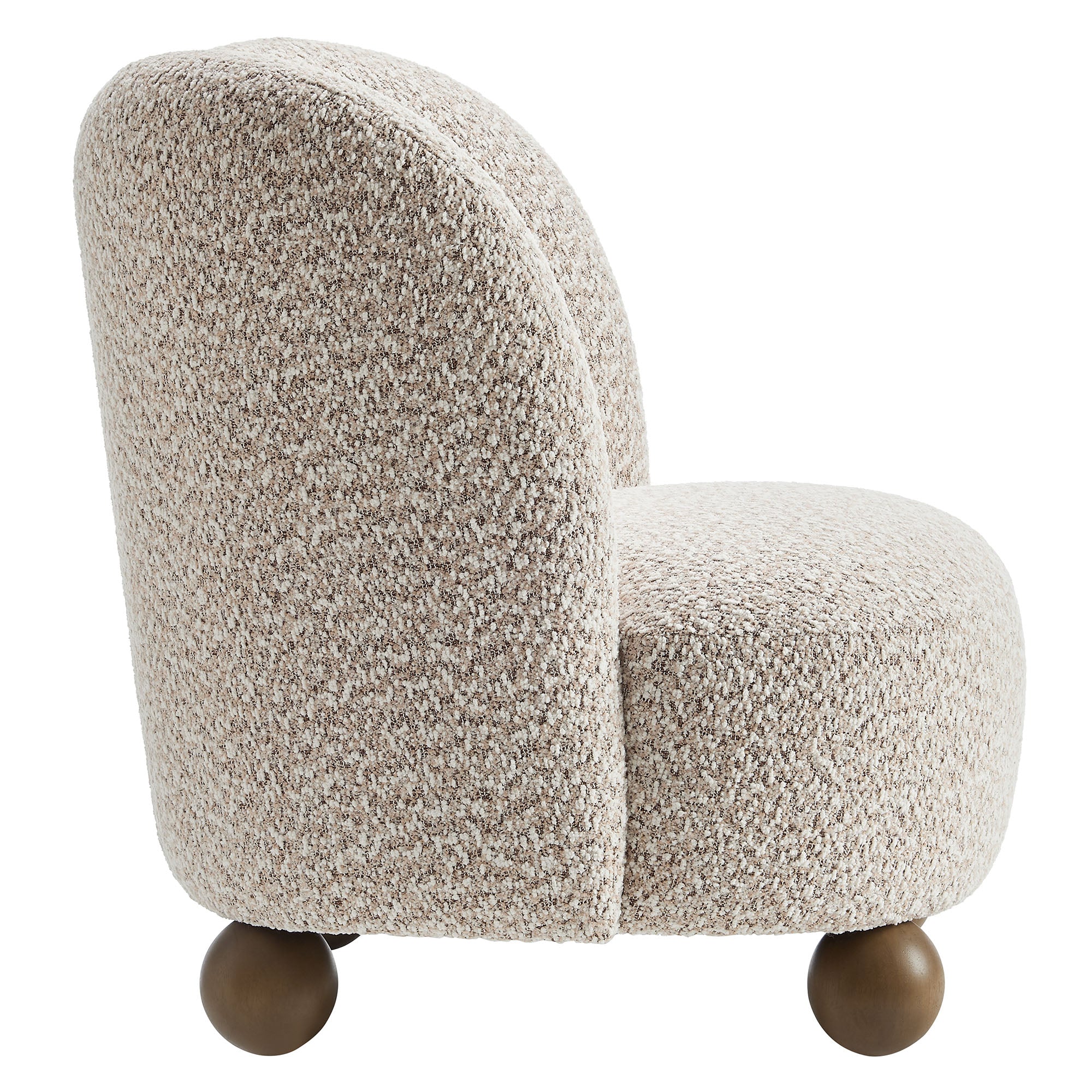 Monroe Boucle Fabric Accent Chair, Coral Walnut