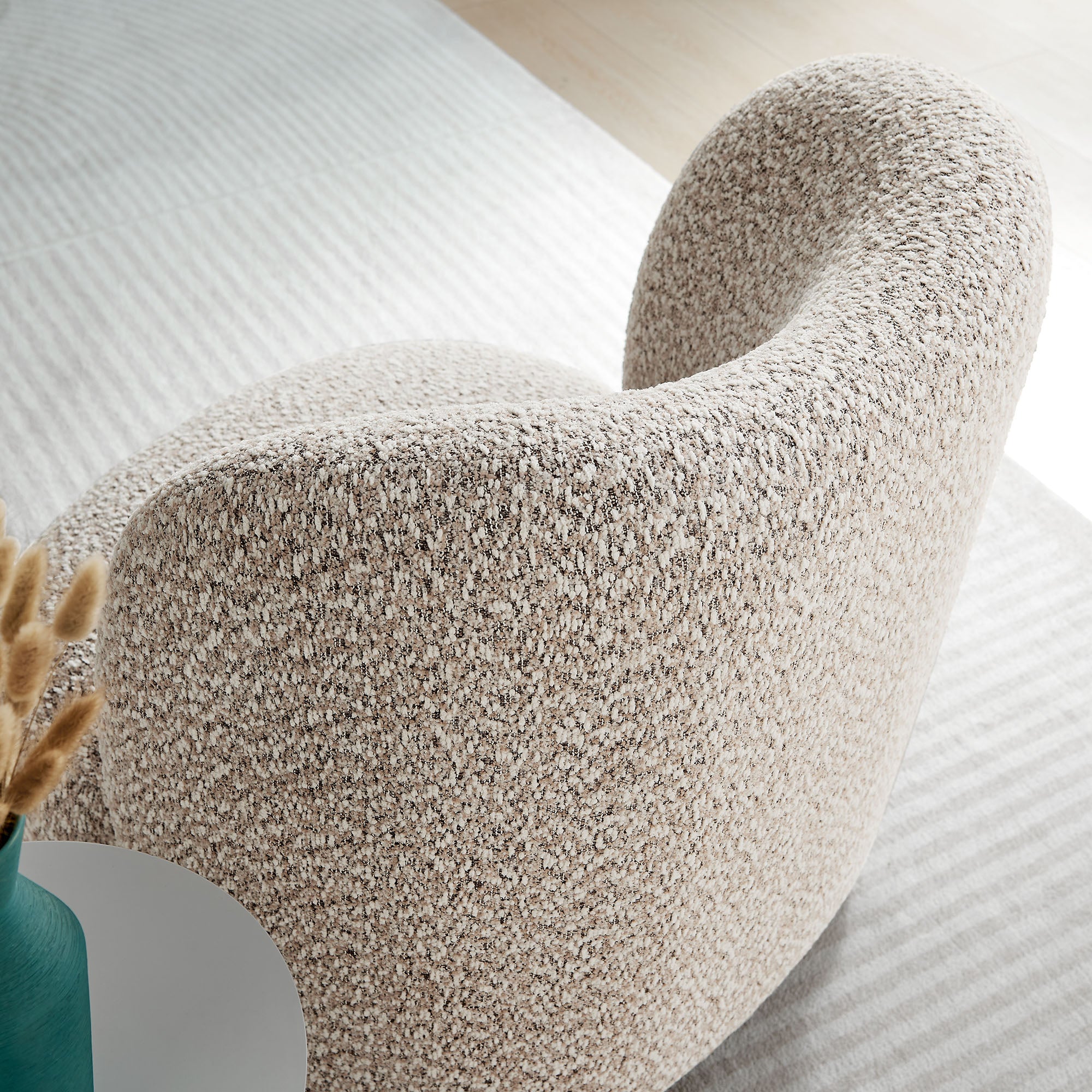 Monroe Boucle Fabric Accent Chair, Coral Walnut