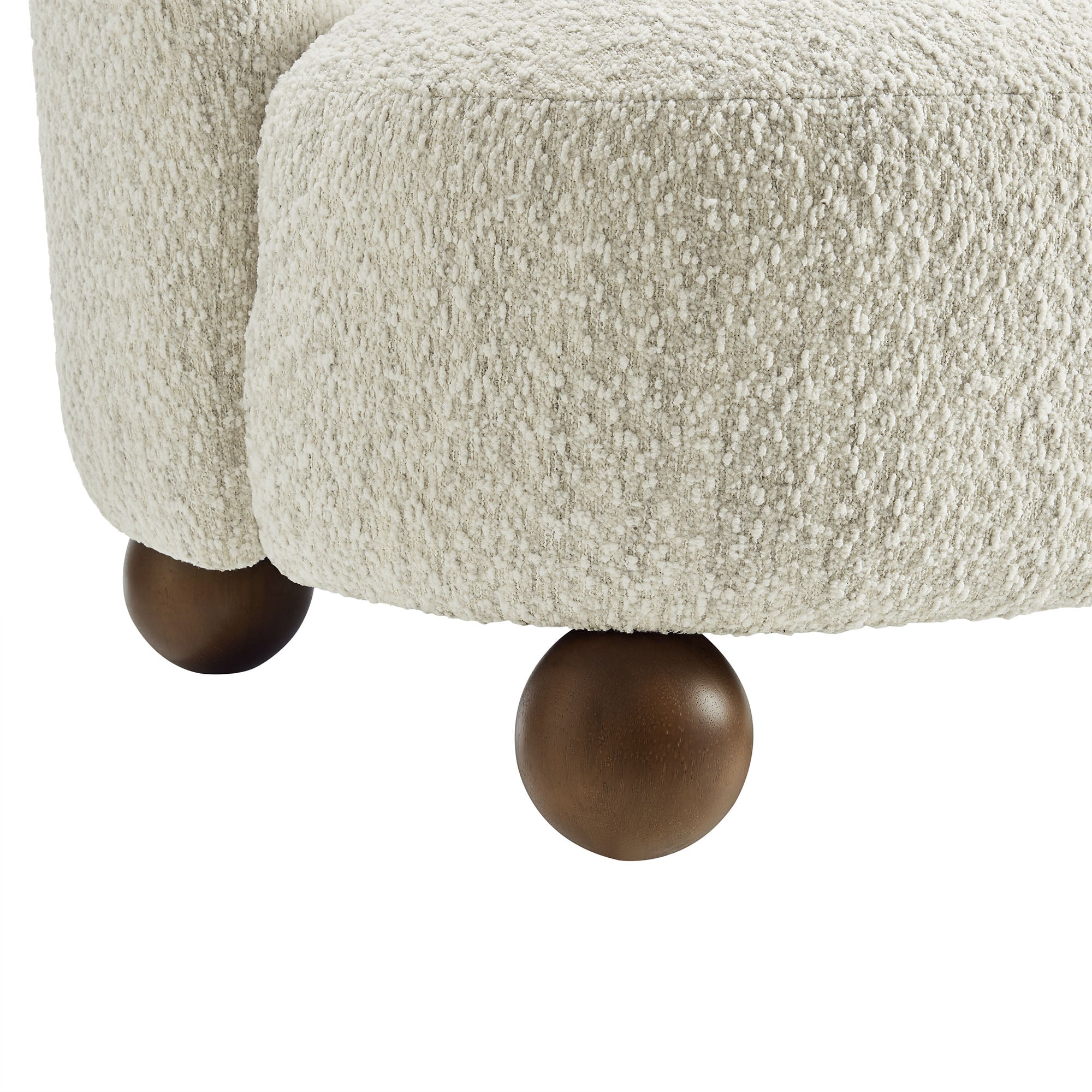 Monroe Boucle Fabric Accent Chair, Pearl Walnut