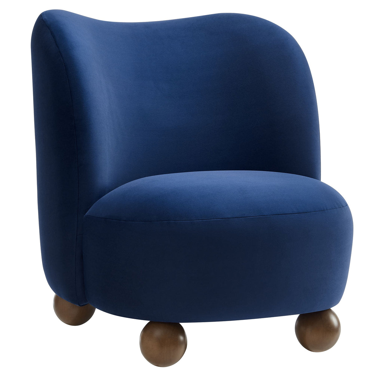 Monroe Performance Velvet Accent Chair, Midnight Blue Walnut