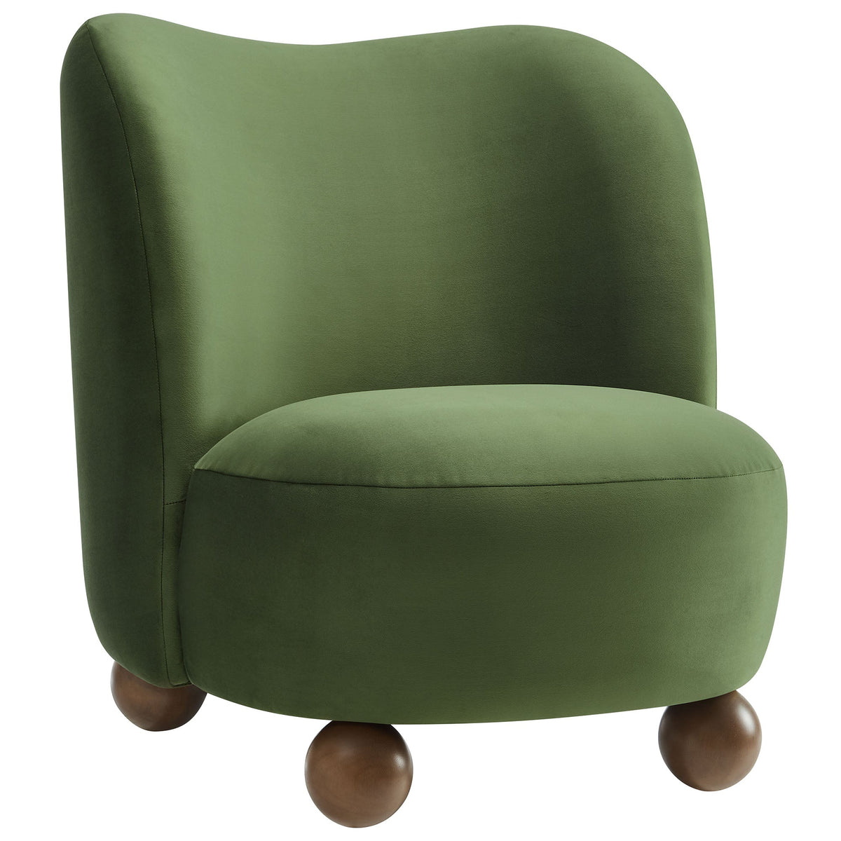 Monroe Performance Velvet Accent Chair, Moss Green Walnut