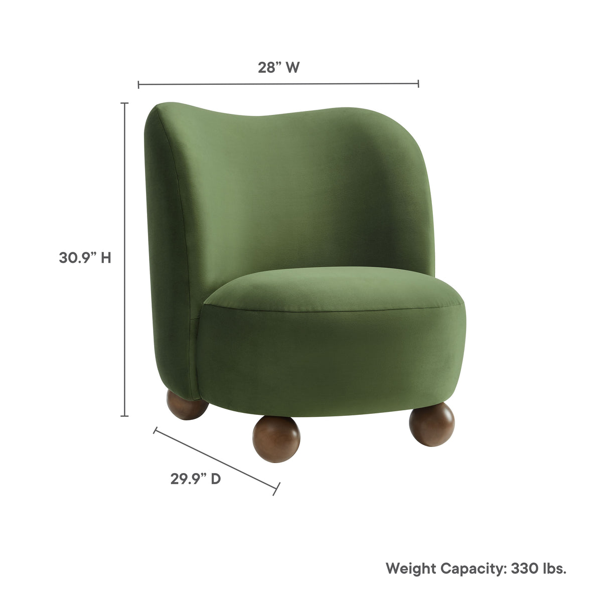 Monroe Performance Velvet Accent Chair, Moss Green Walnut
