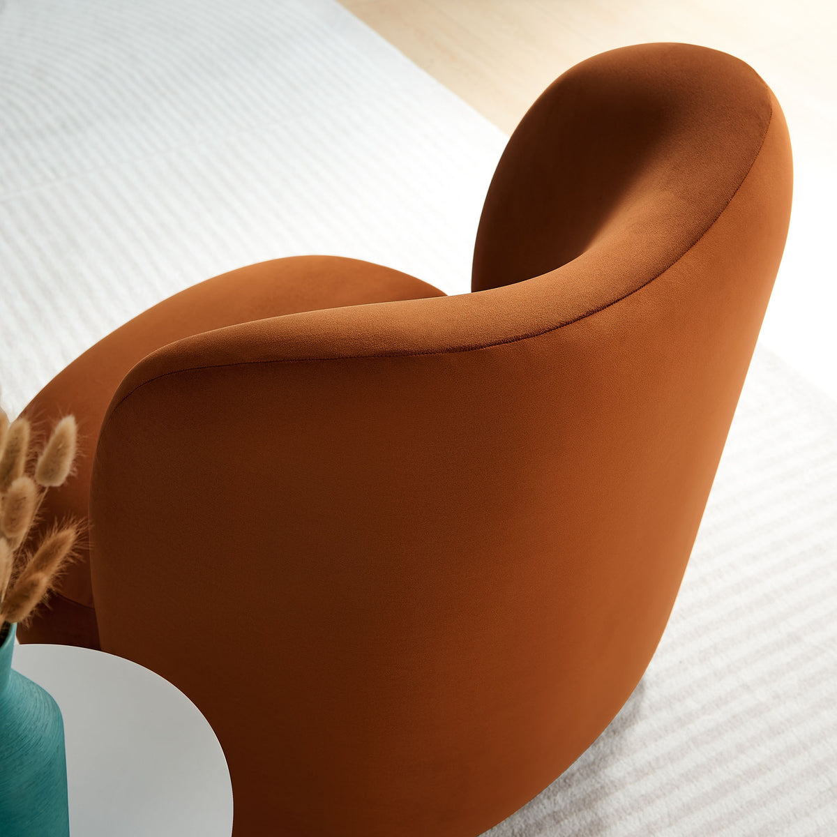 Monroe Performance Velvet Accent Chair, Rust Walnut
