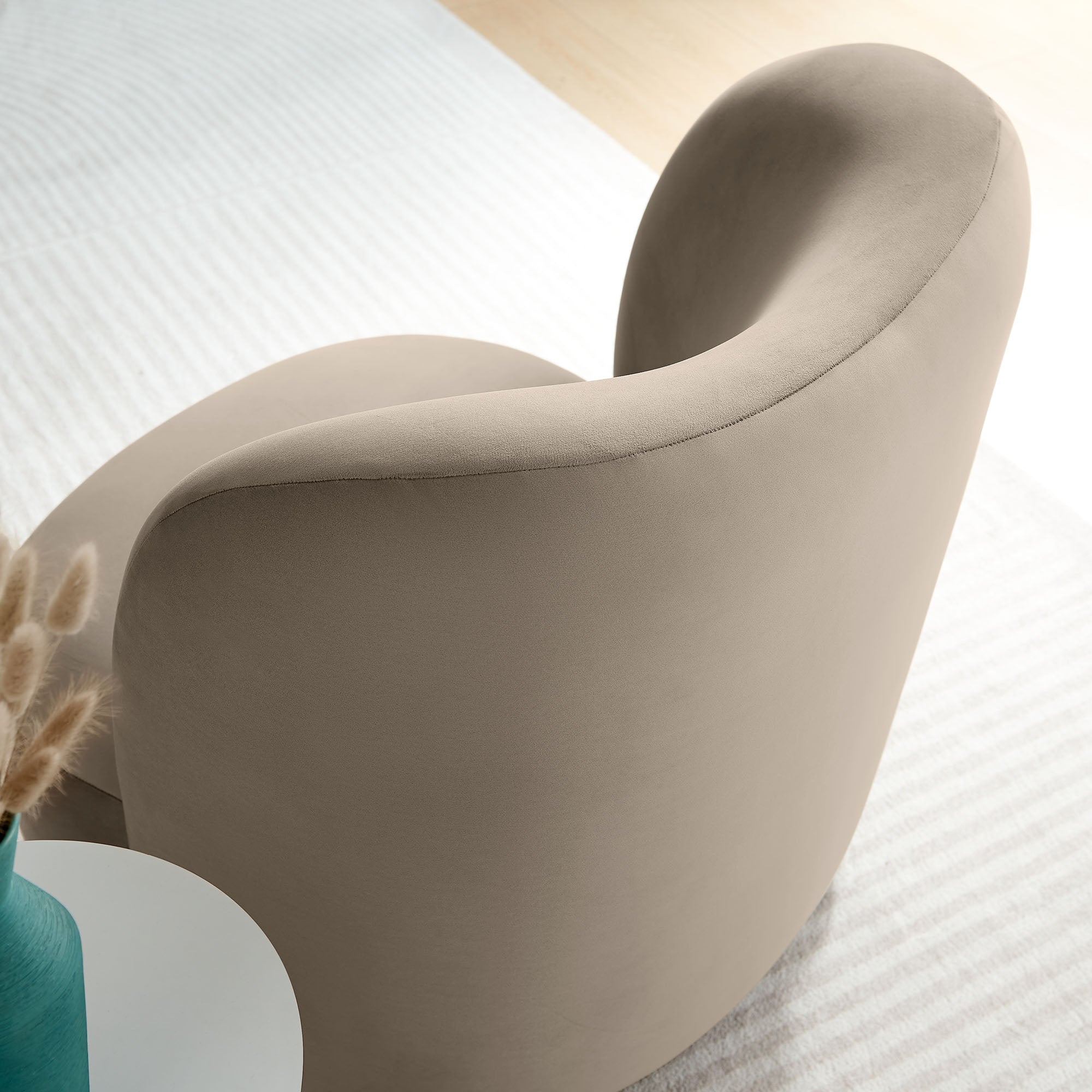 Monroe Performance Velvet Accent Chair, Taupe Walnut