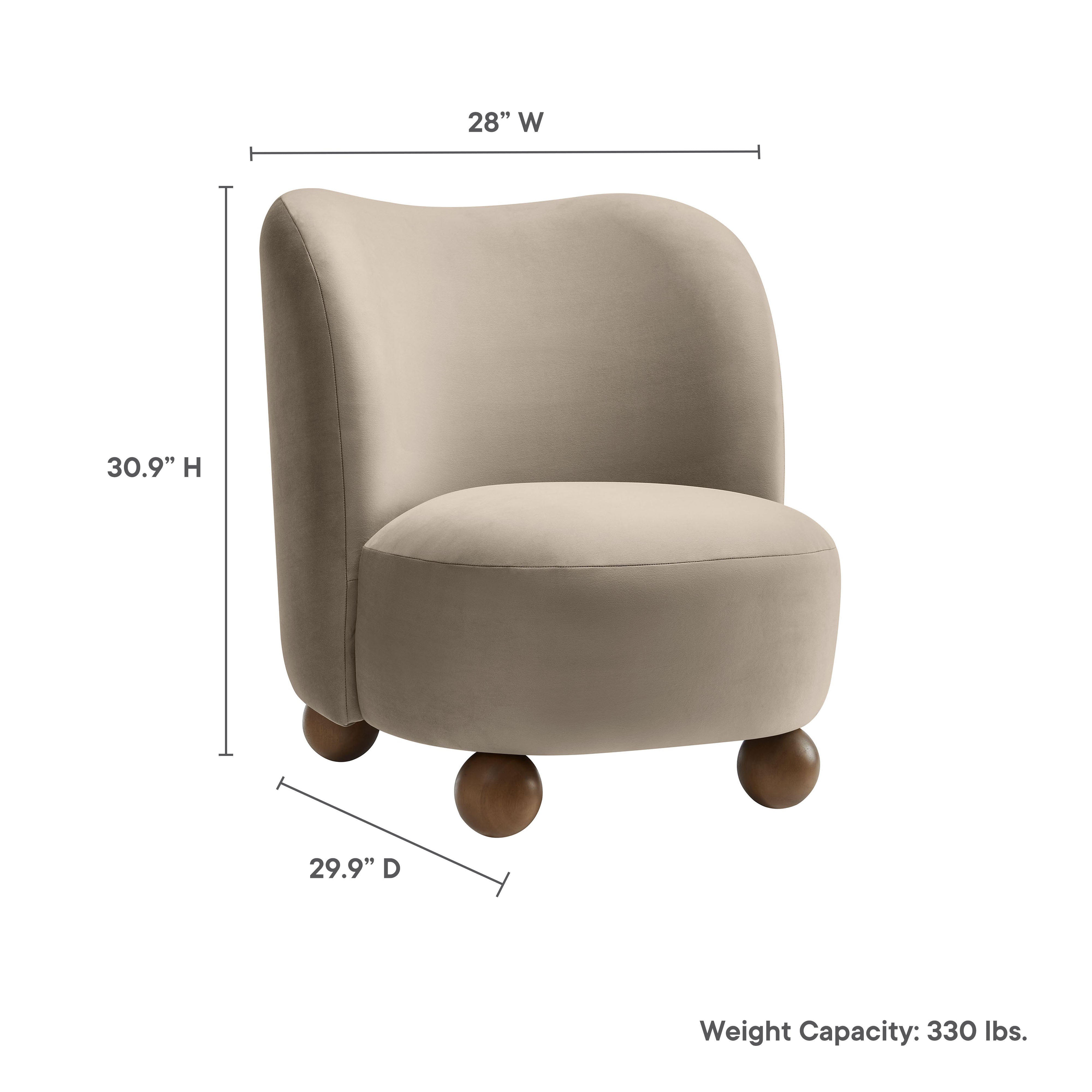 Monroe Performance Velvet Accent Chair, Taupe Walnut