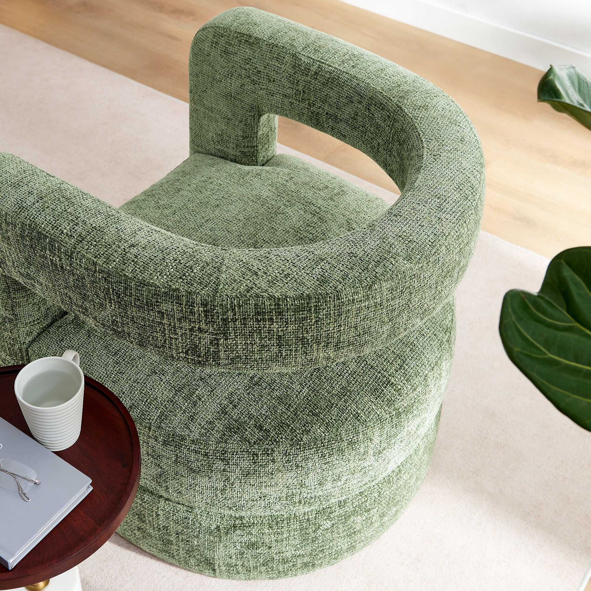 Jaylin Upholstered Chenille Accent Chair, Basil