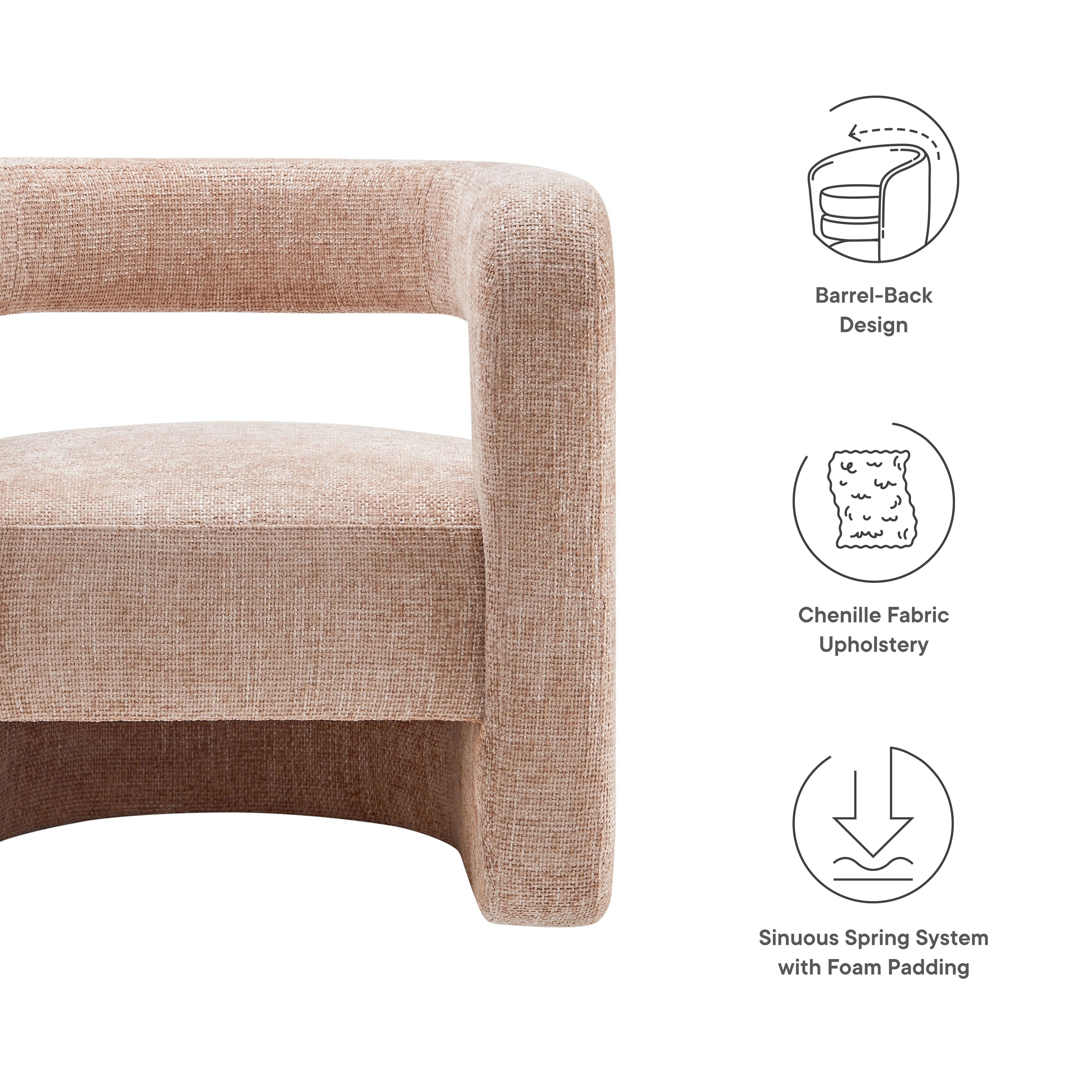 Jaylin Upholstered Chenille Accent Chair, Blush