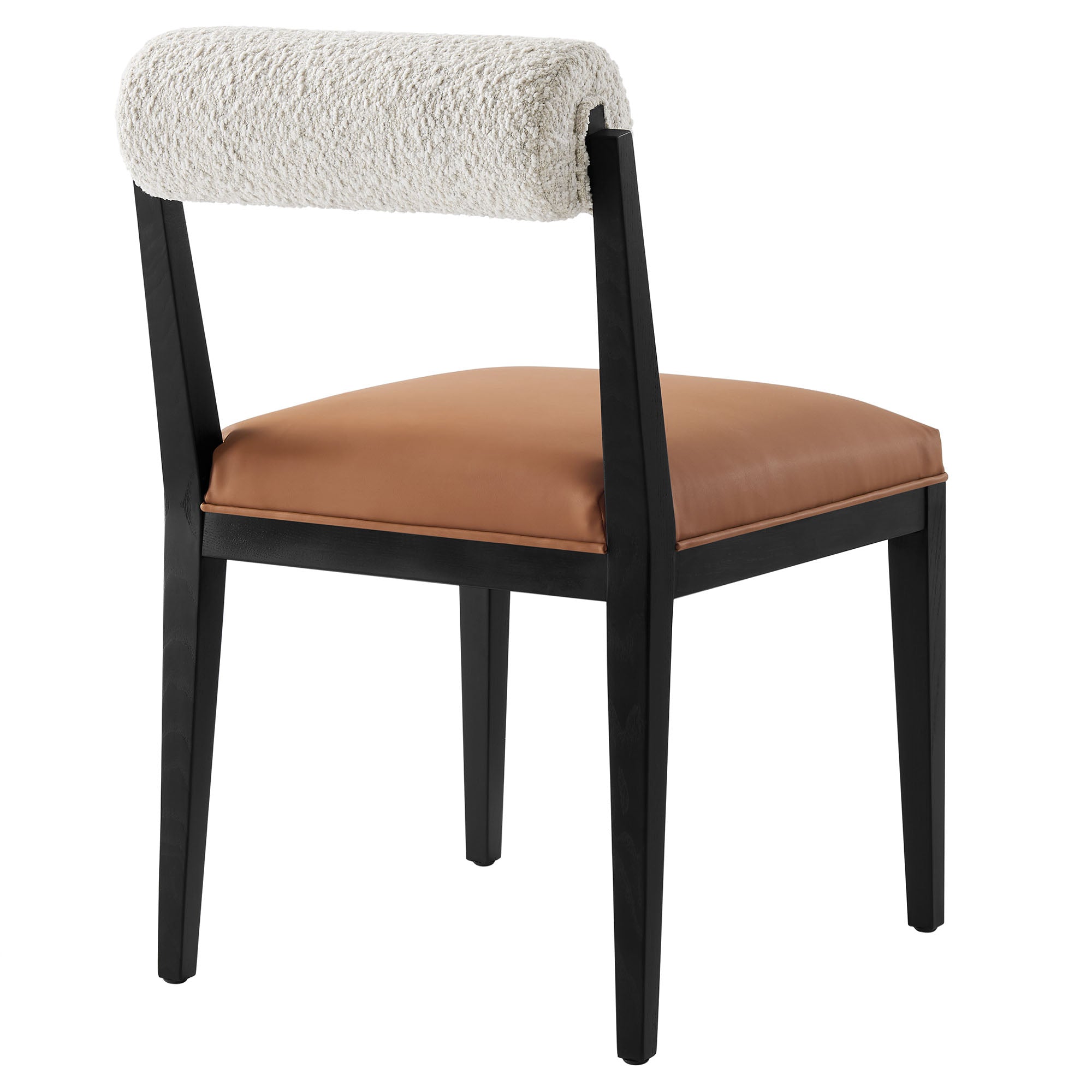 Kai Boucle and Vegan Leather Dining Chair, Pearl Tan Black