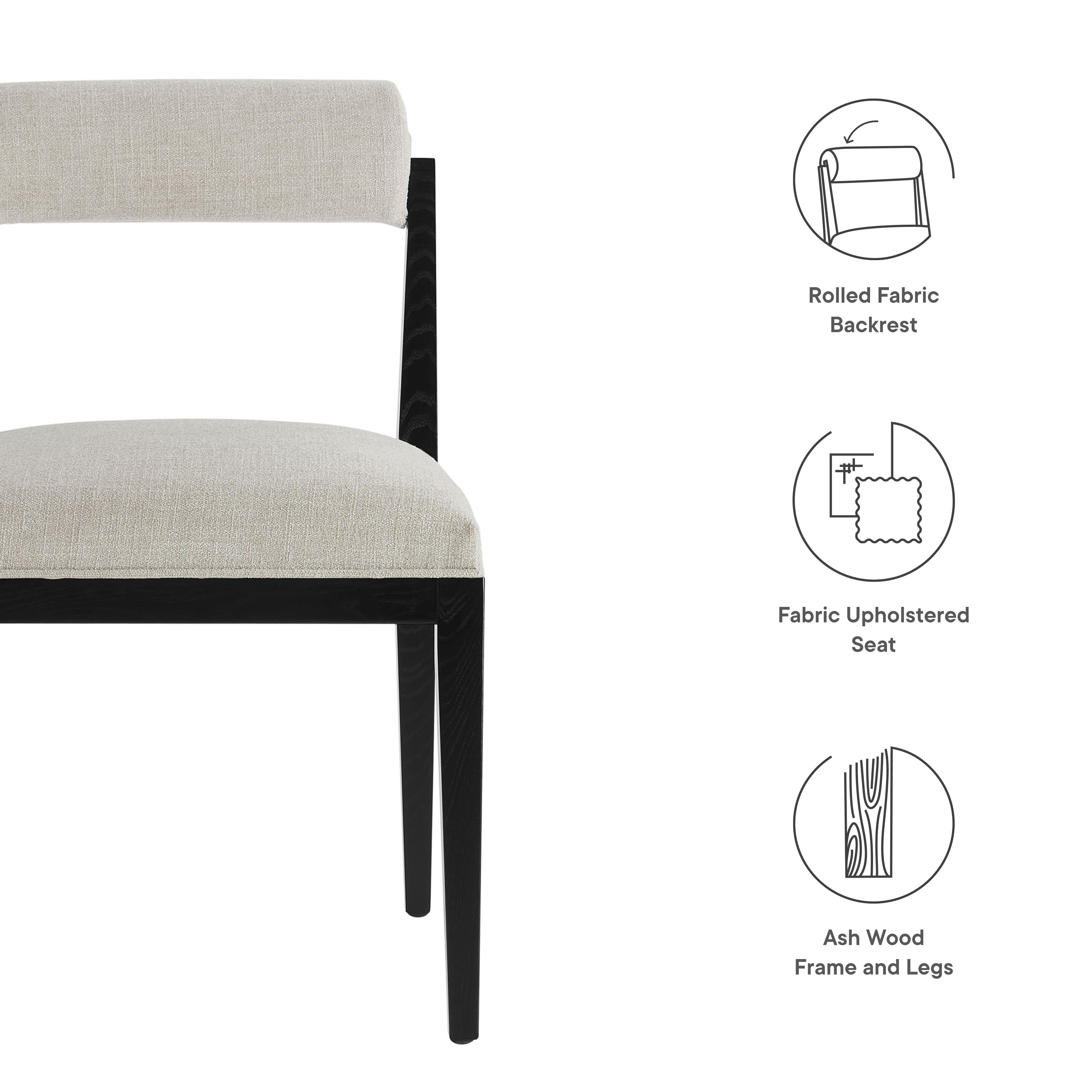 Kai Fabric Dining Chair, Linen Black