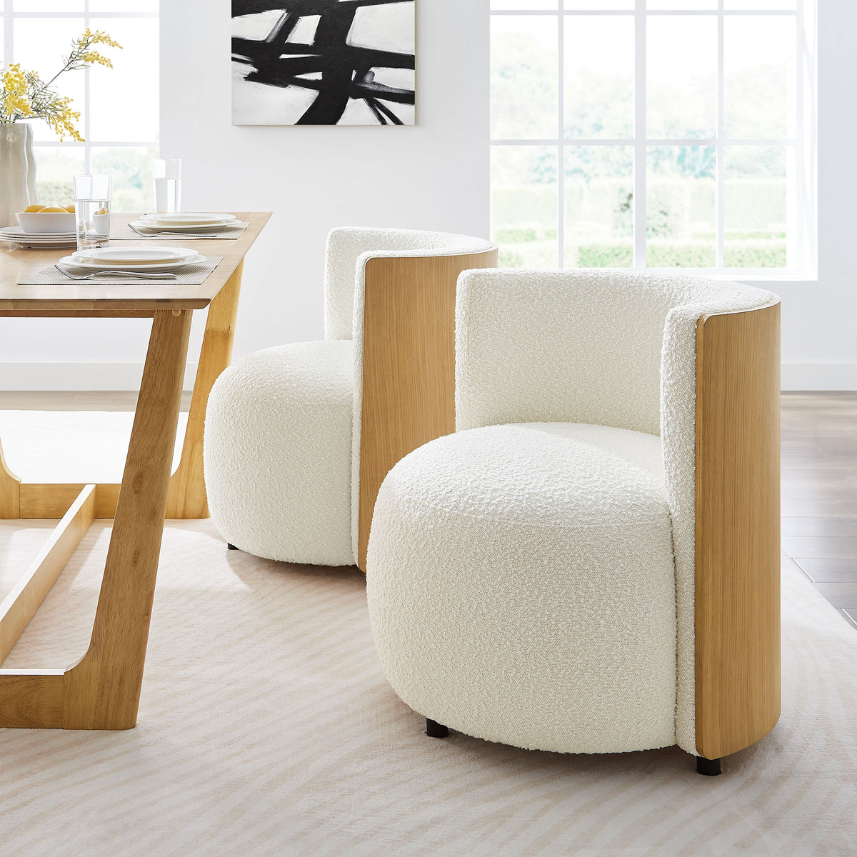 Solis Boucle Accent Chair, Natural Ivory