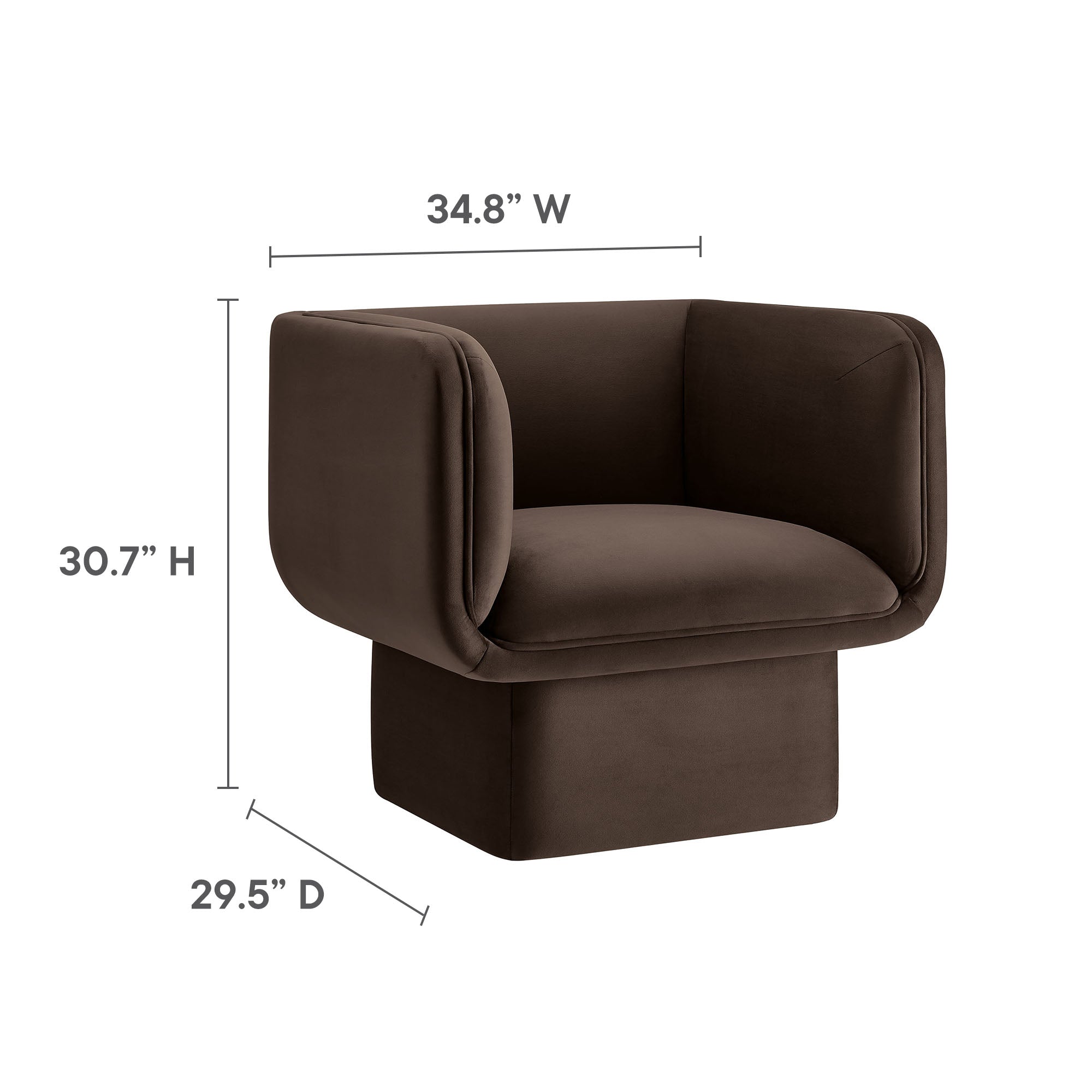 Tate Performance Velvet Accent Chair, Chocolate Brown