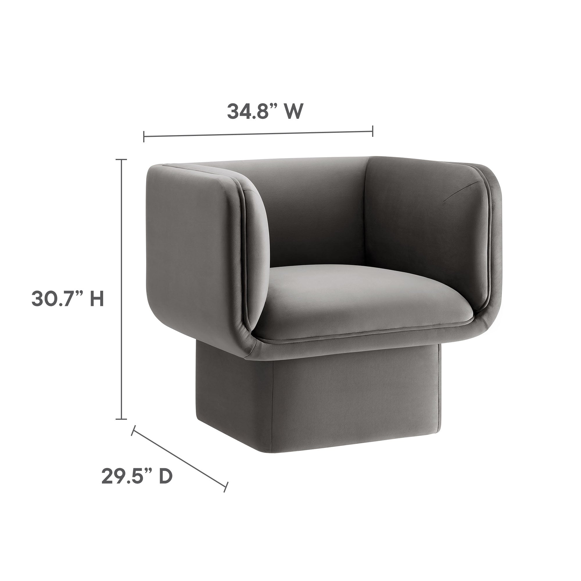 Tate Performance Velvet Accent Chair, Storm Gray