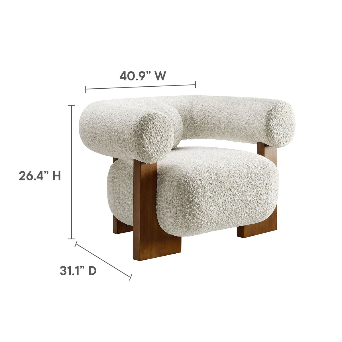 Jace Boucle Accent Chair, Pearl