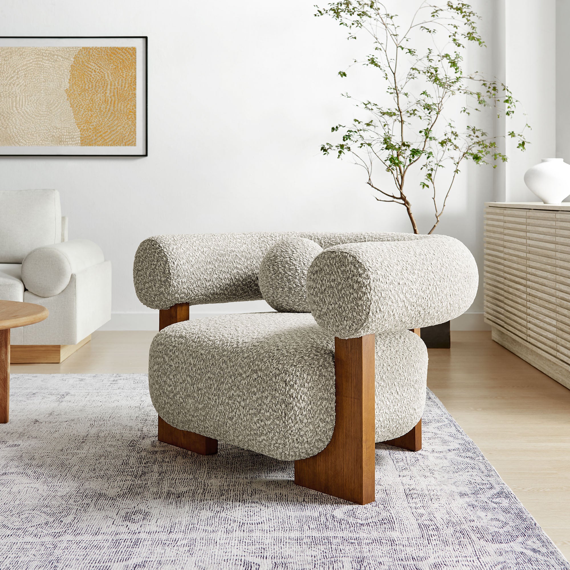 Jace Boucle Accent Chair, River Rock